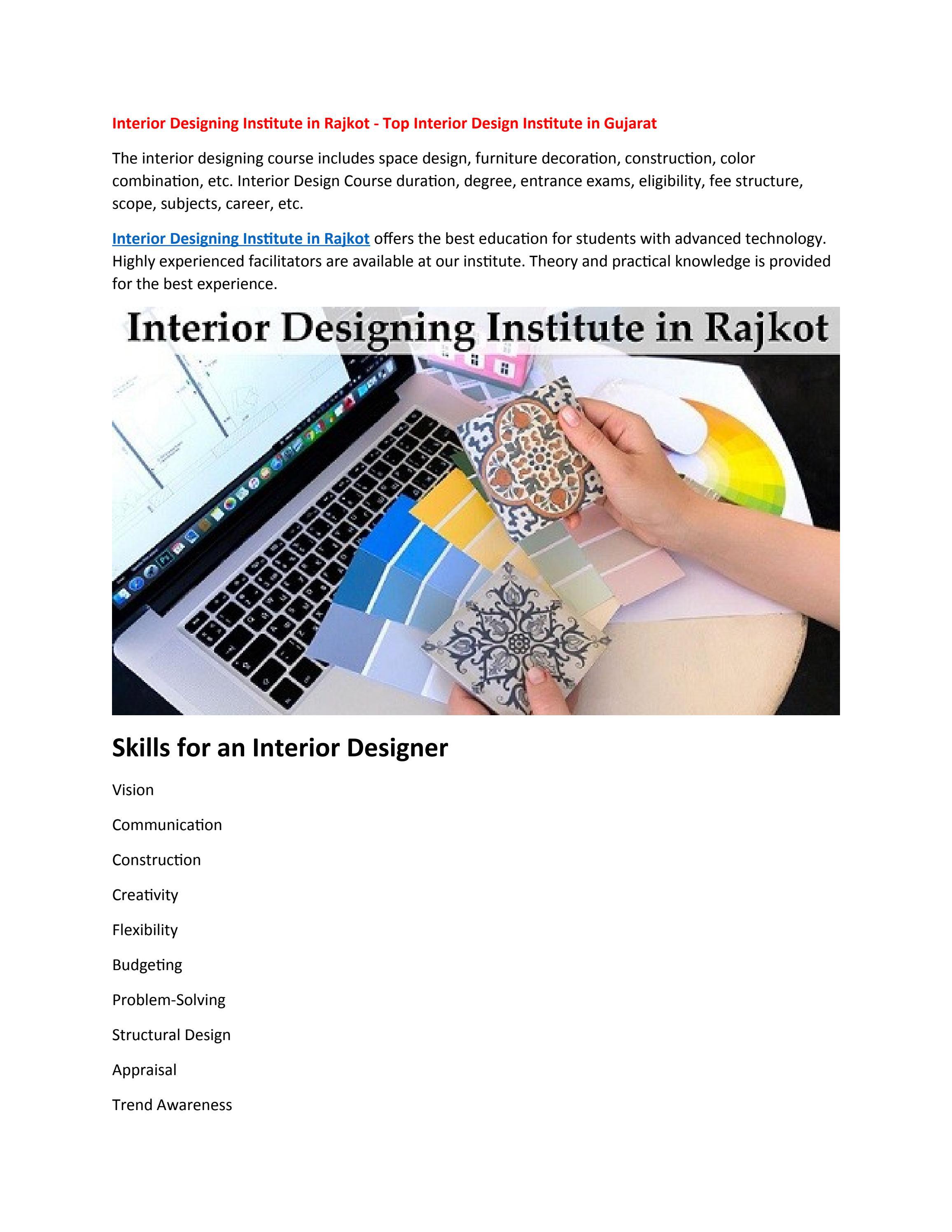Interior Designing Institute in Rajkot Top Interior Design Institute