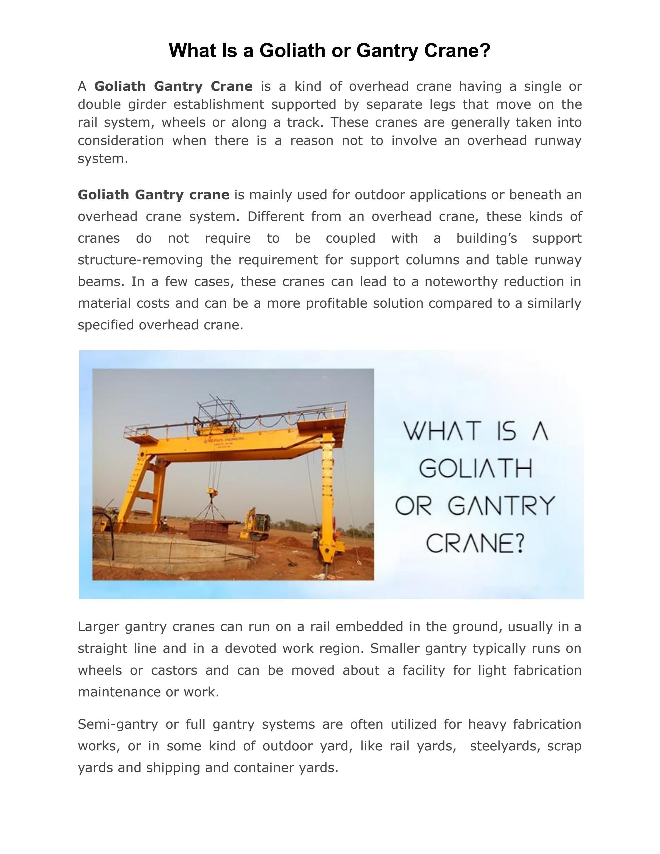 What Is a Goliath or Gantry Crane? by Venus Engineers Issuu