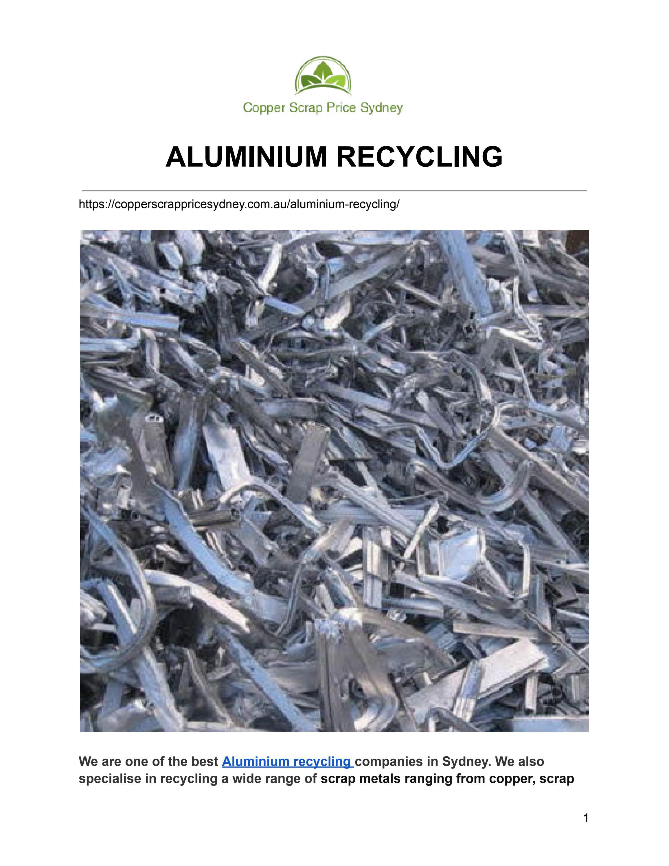 ALUMINIUM RECYCLING by Copper Scrap Price Sydney Issuu
