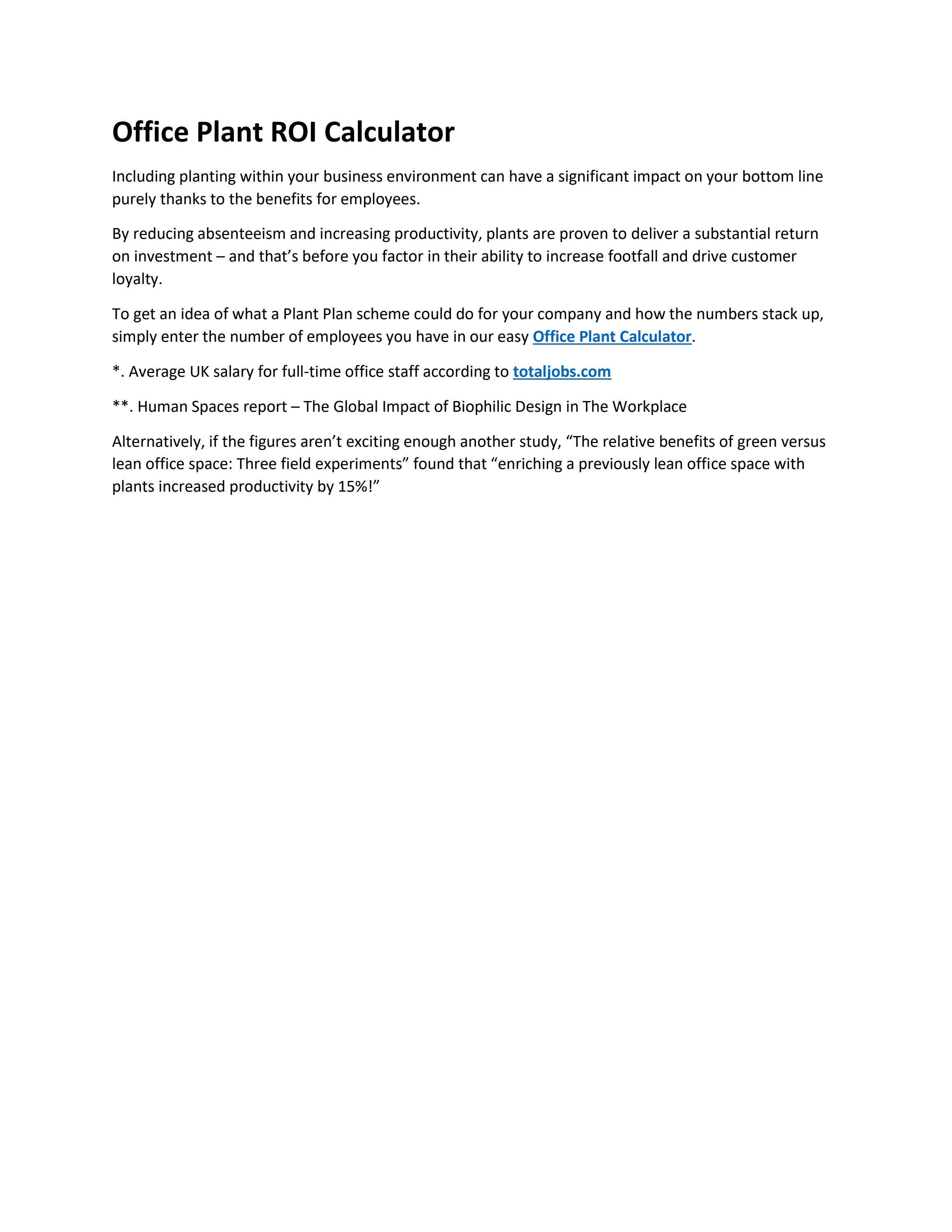 Office Plant ROI Calculator by rohny Issuu