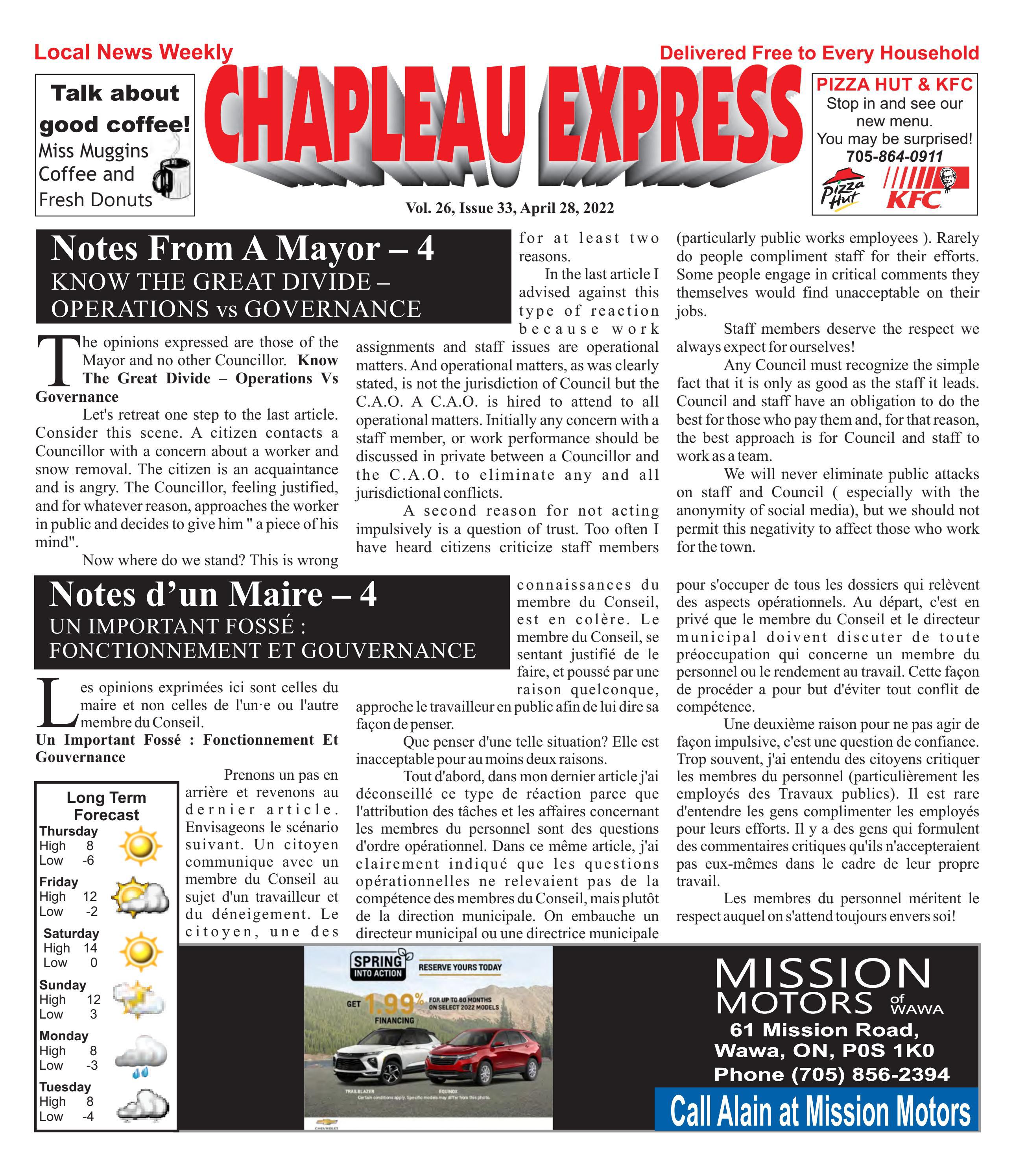 04282022 April 28 2022 by The Chapleau Express Issuu