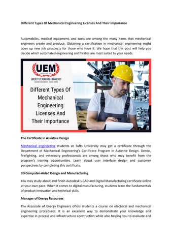 Different Types Of Mechanical Engineering Licenses And Their Importance ...
