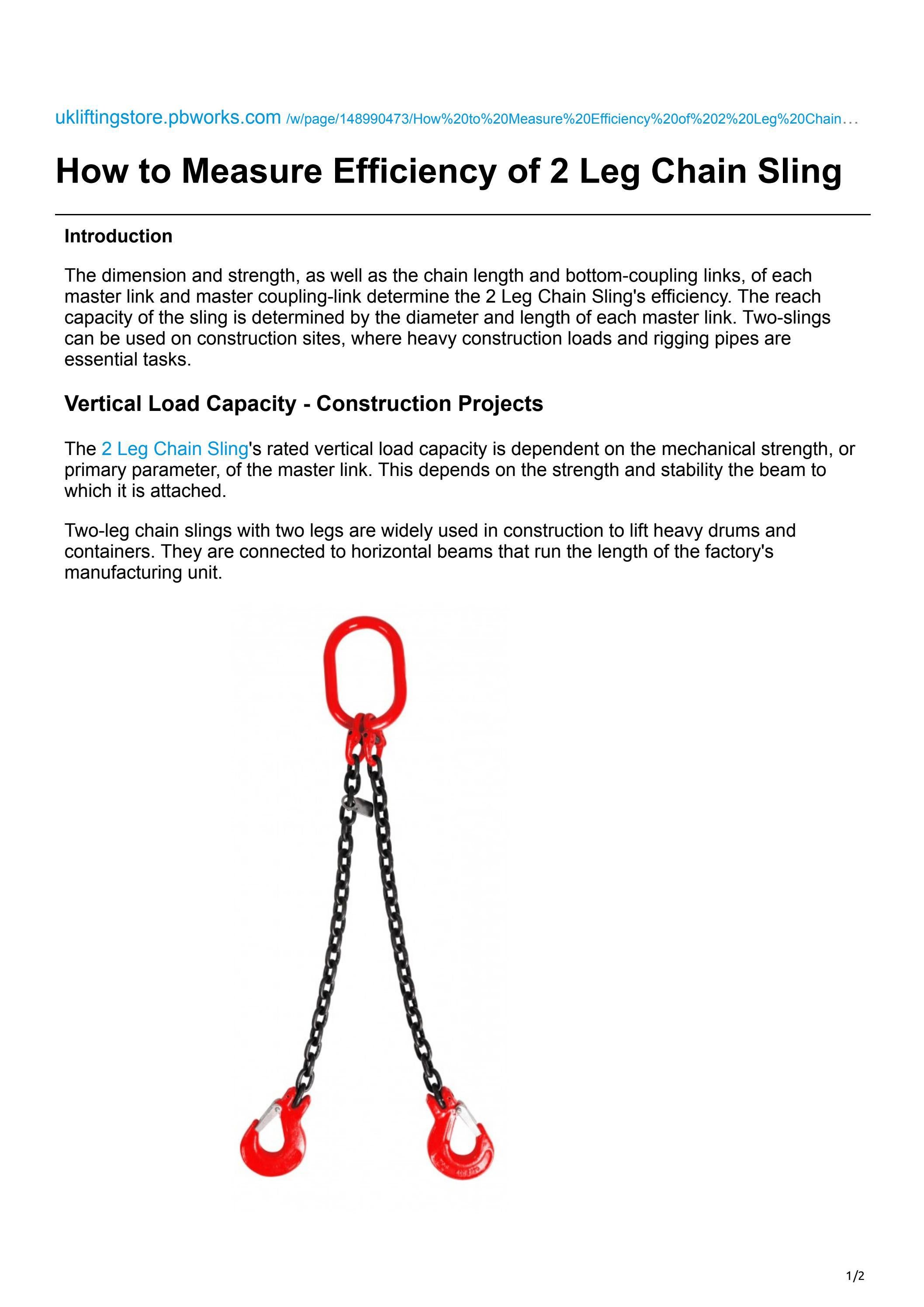 How to Measure Efficiency of 2 Leg Chain Sling by UK Lifting Store Issuu