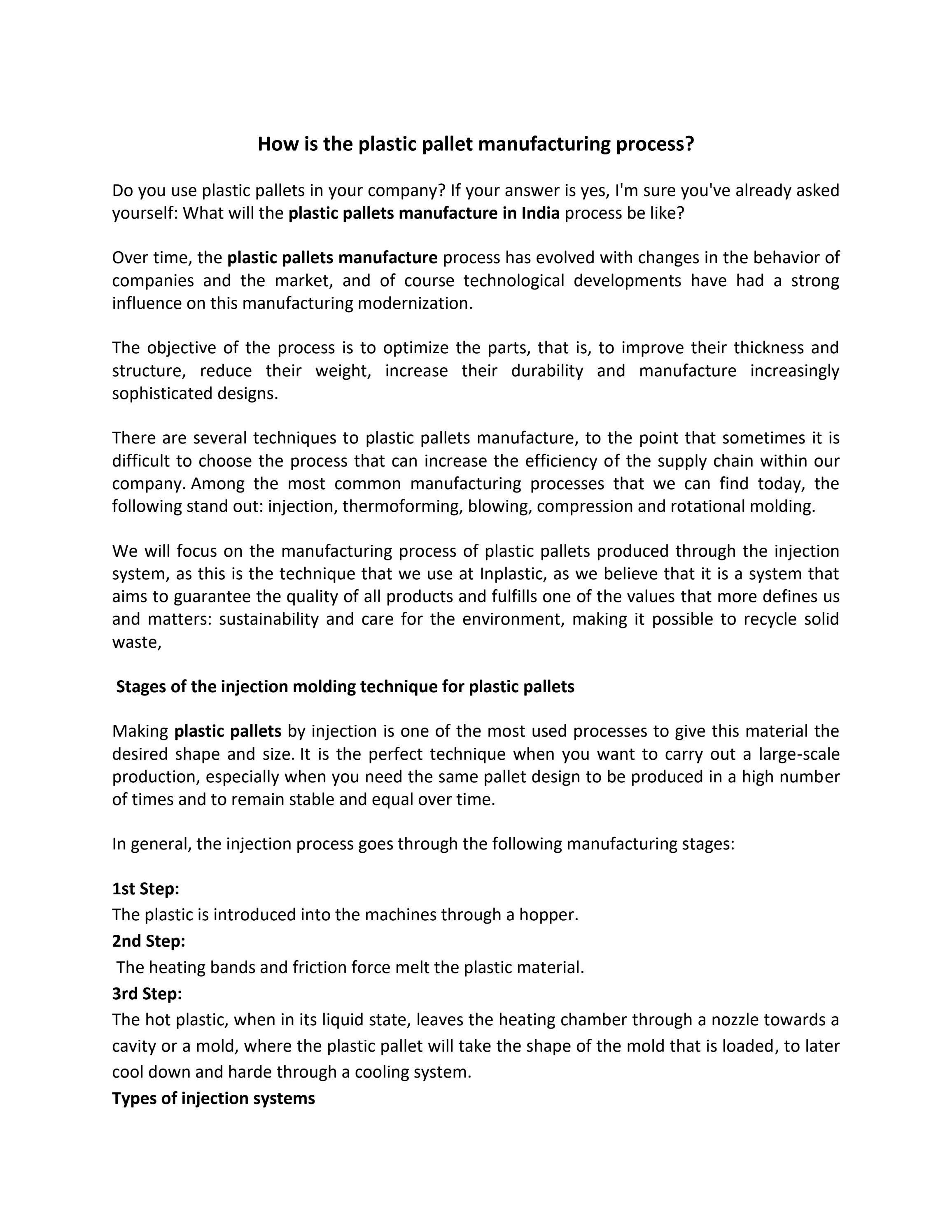 How is the plastic pallet manufacturing process? by ultracraftmolders