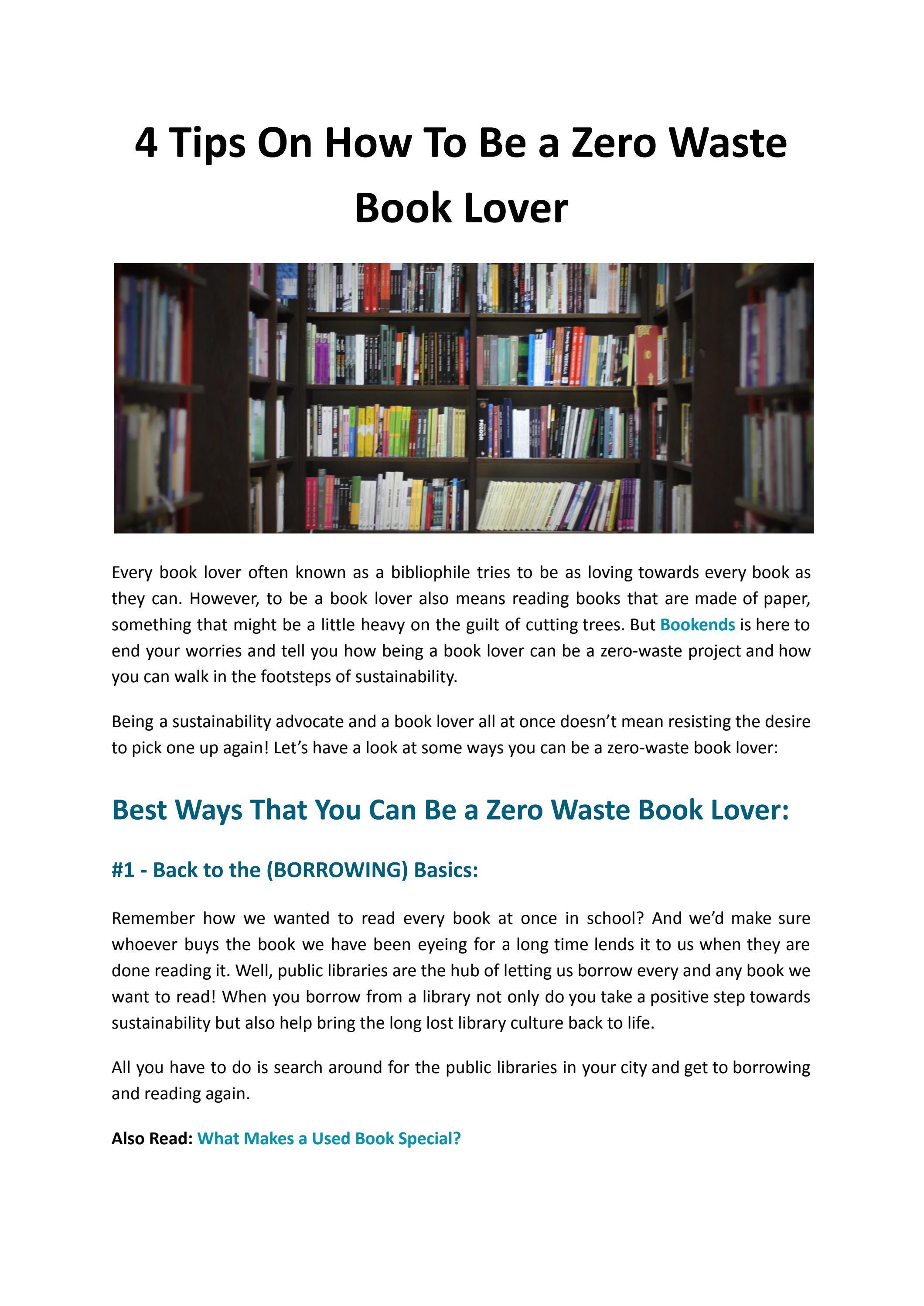 4 Tips On How To Be a Zero Waste Book Lover Bookends by Bookends Issuu