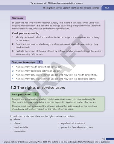 Cambridge Nationals Health and Social Care Student Book by Cambridge ...