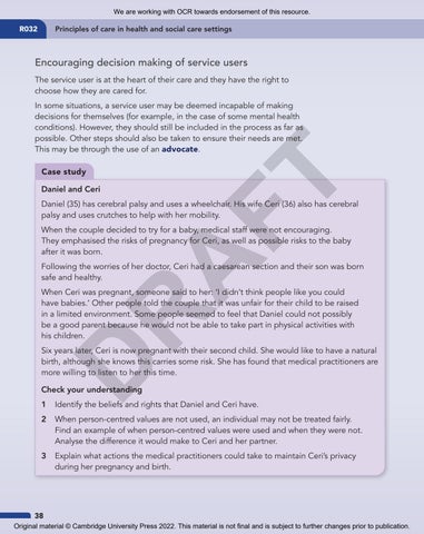 Cambridge Nationals Health and Social Care Student Book by Cambridge ...