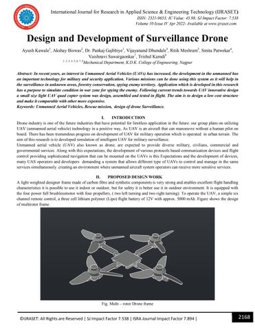 Design and Development of Surveillance Drone by IJRASET - Issuu