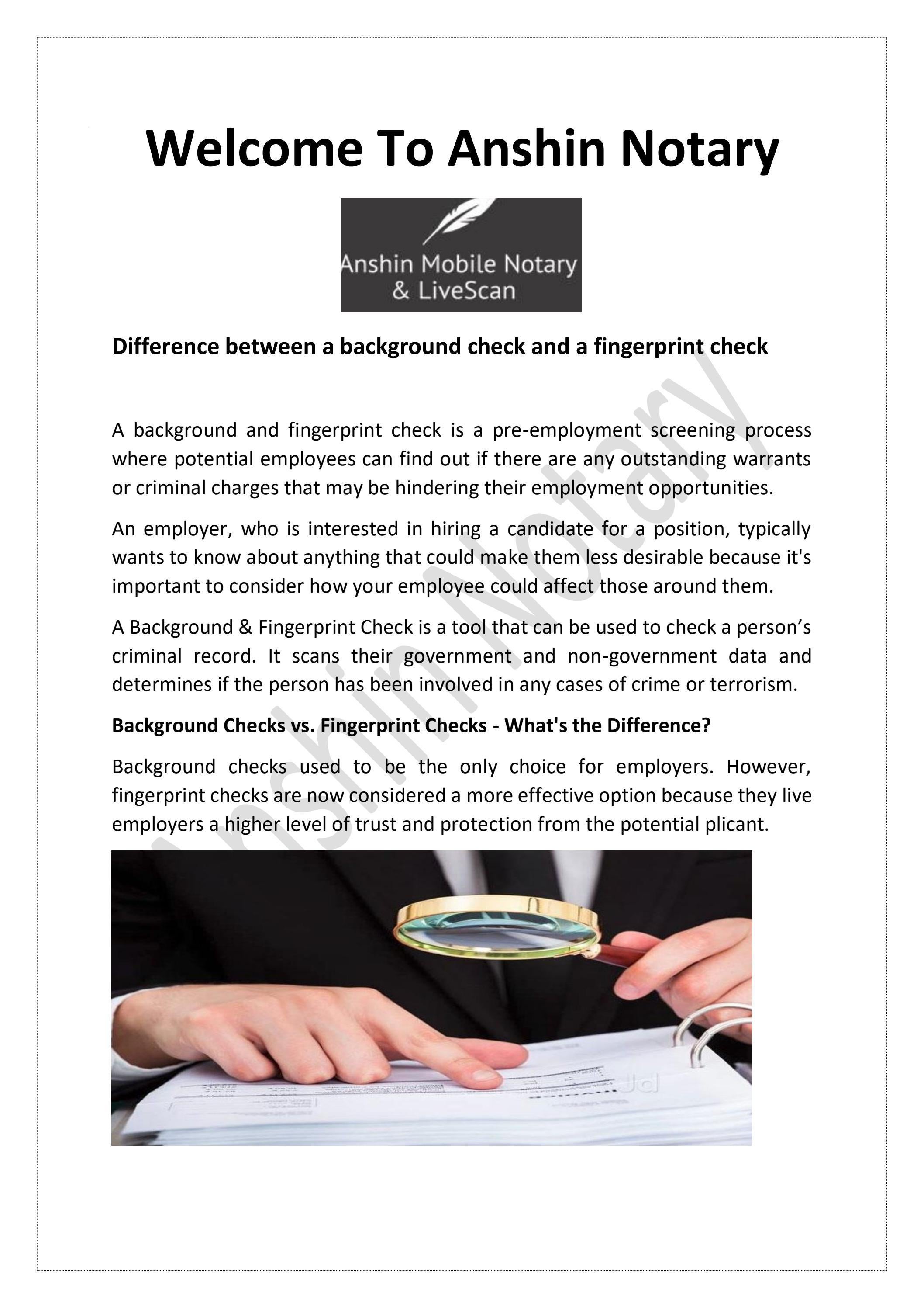 Difference between a background check and a fingerprint check by Anshi