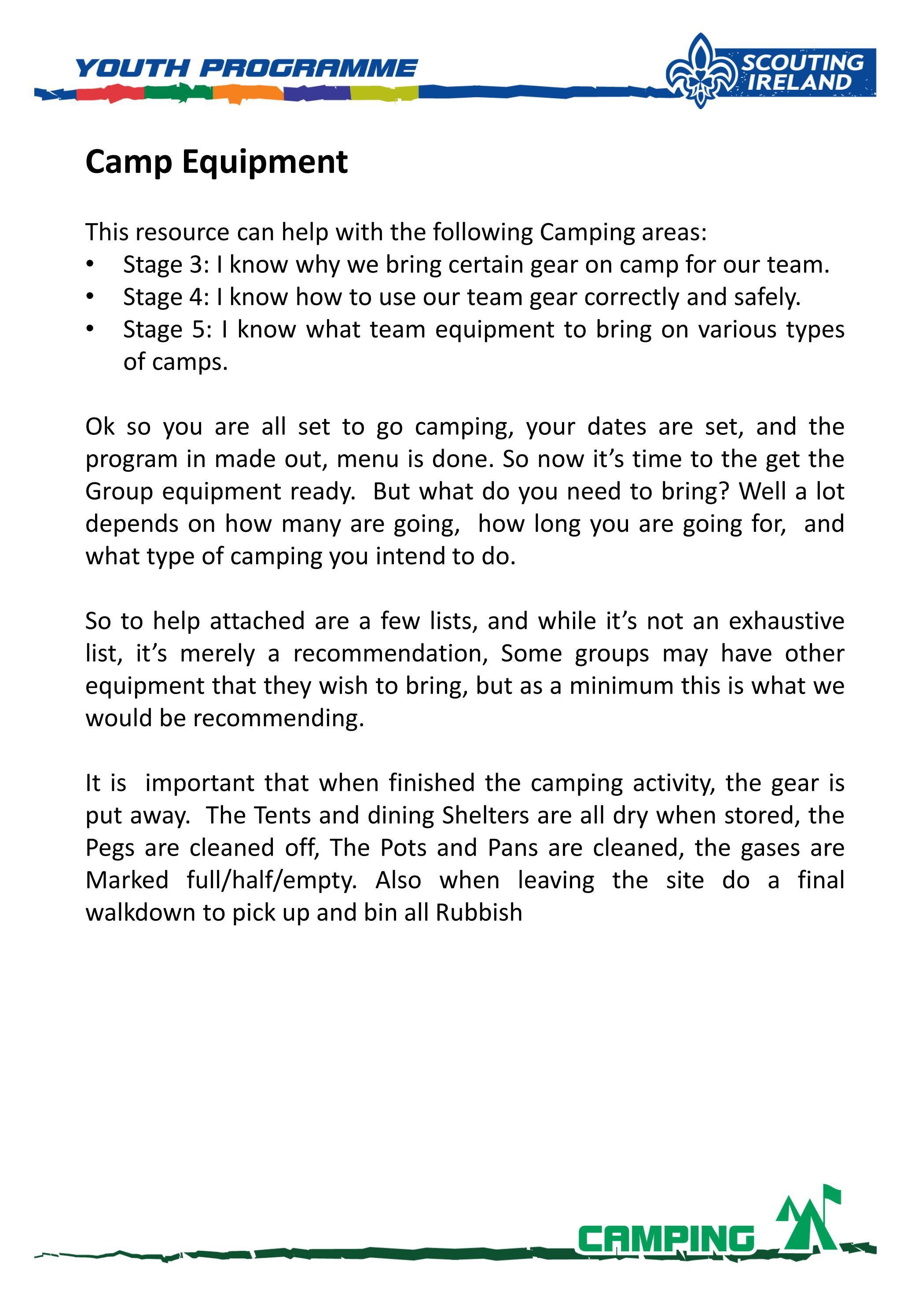 Camp Equipment by Scouting Ireland Issuu
