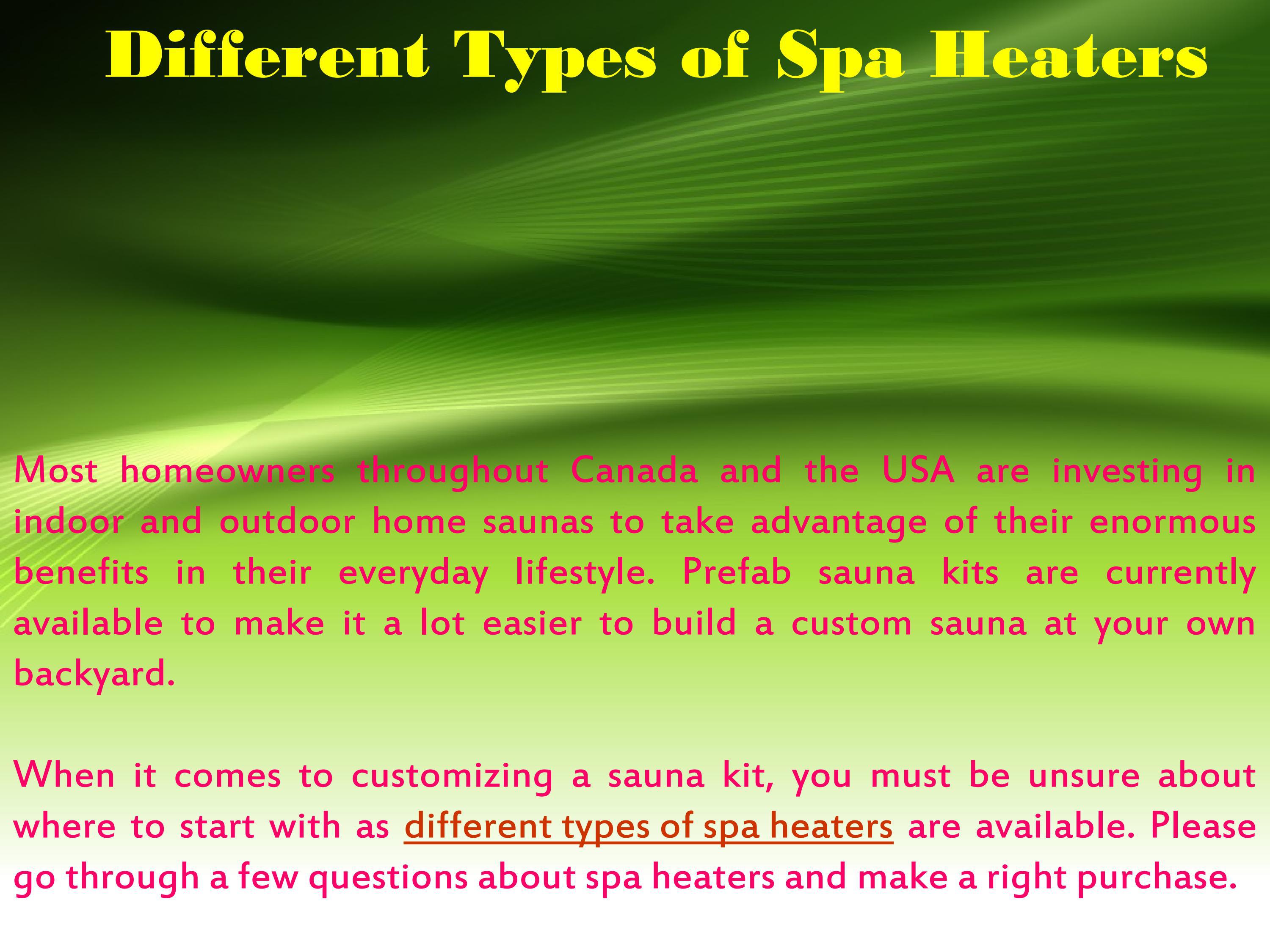 Different Types of Spa Heaters by Cedar Tubs Direct Issuu