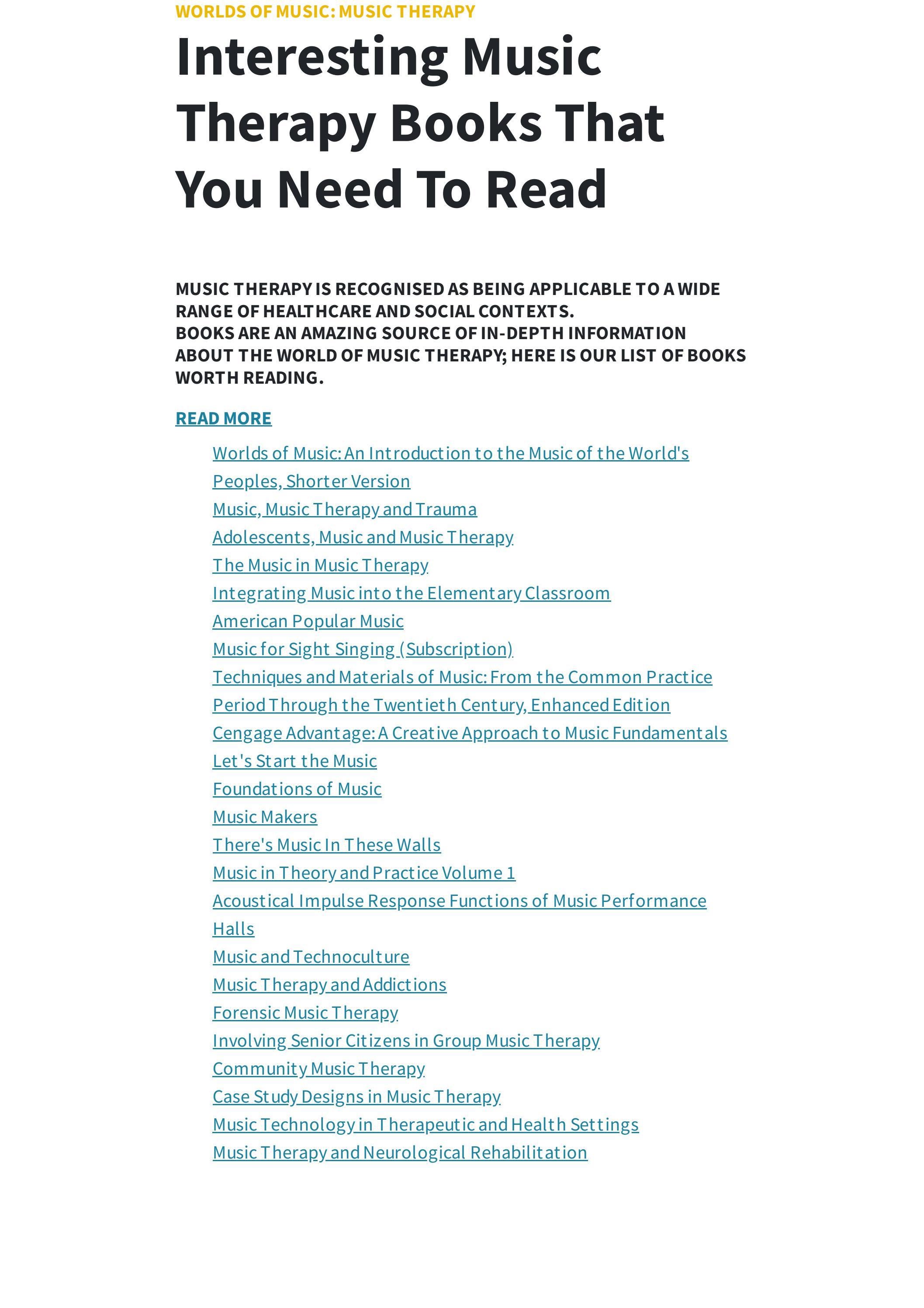 Interesting Music Therapy Books That You Need To Read by tacticalheads