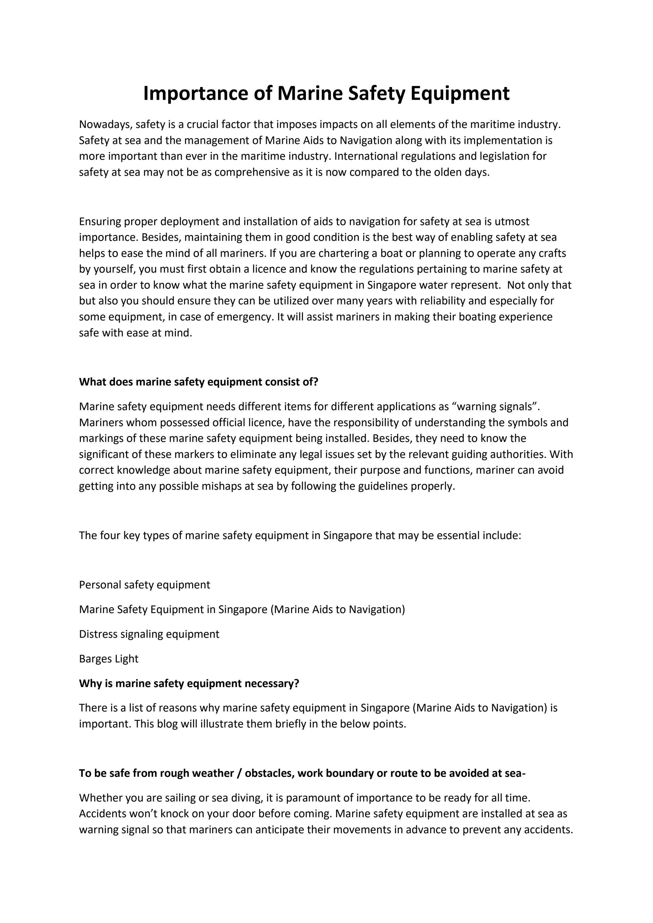 Importance of Marine Safety Equipment by Wealth Marine Issuu