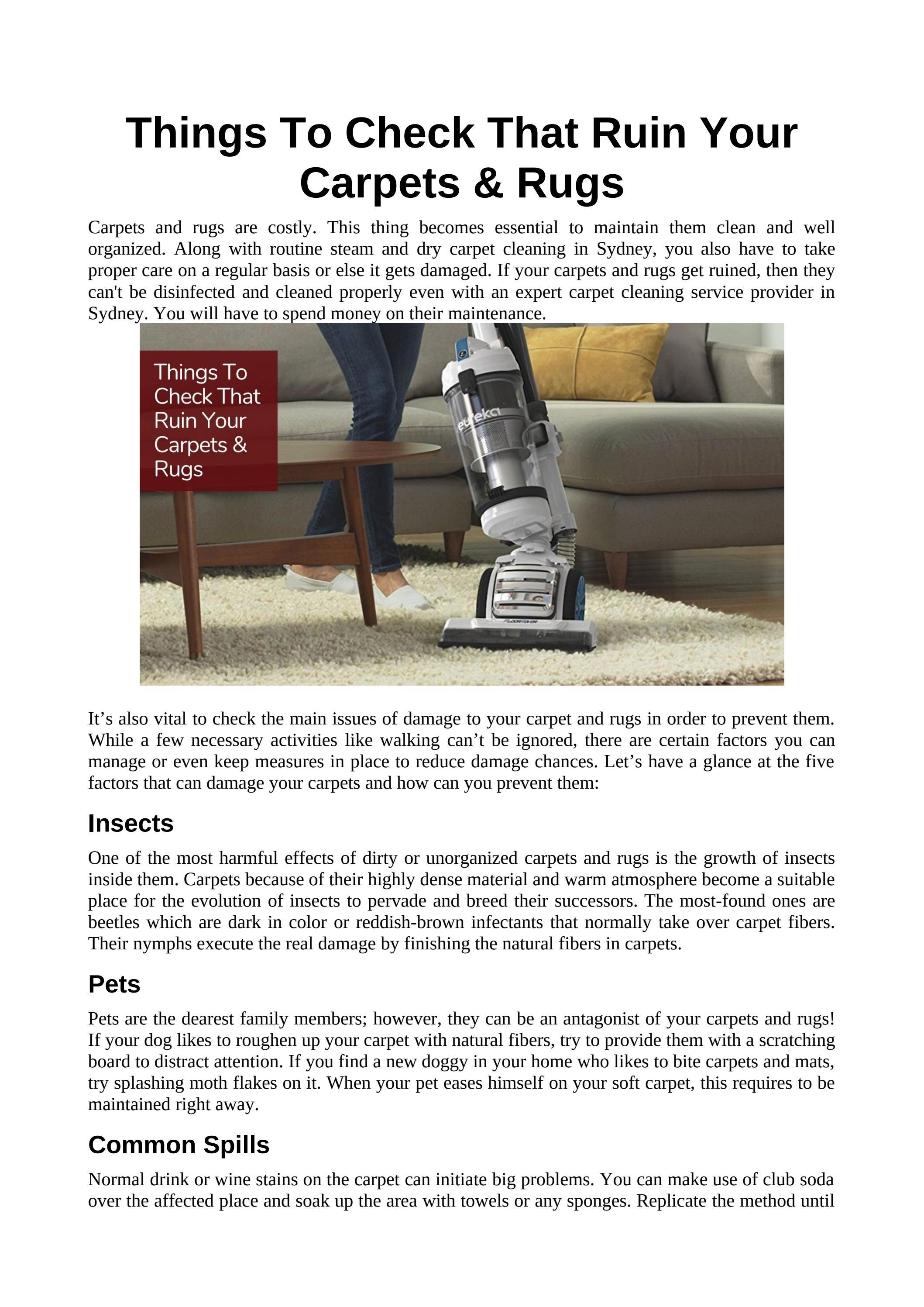 Things To Check That Ruin Your Carpets & Rugs by GS Bond Cleaning