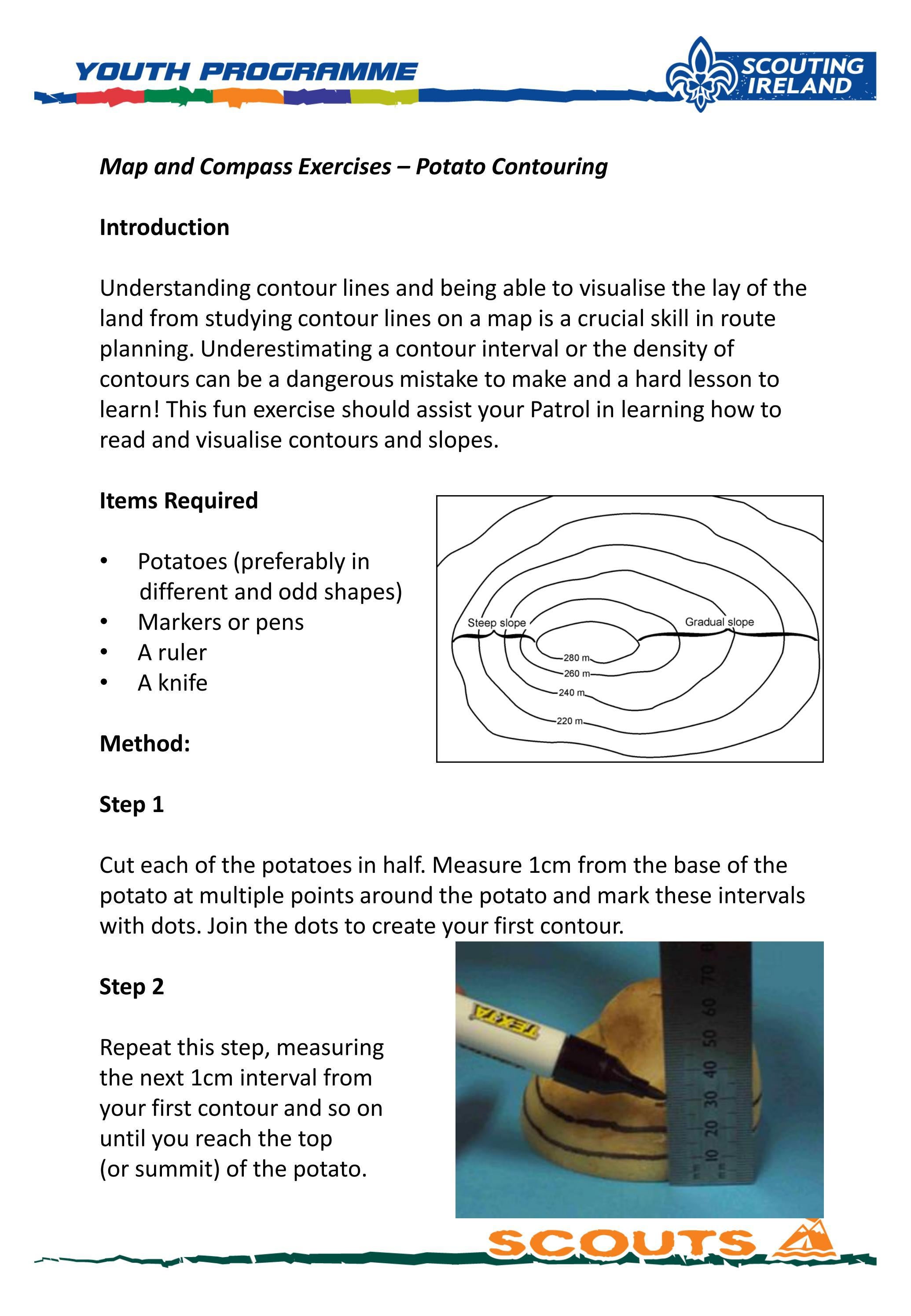 Map and Compass Exercises Potato Contouring by Scouting Ireland Issuu
