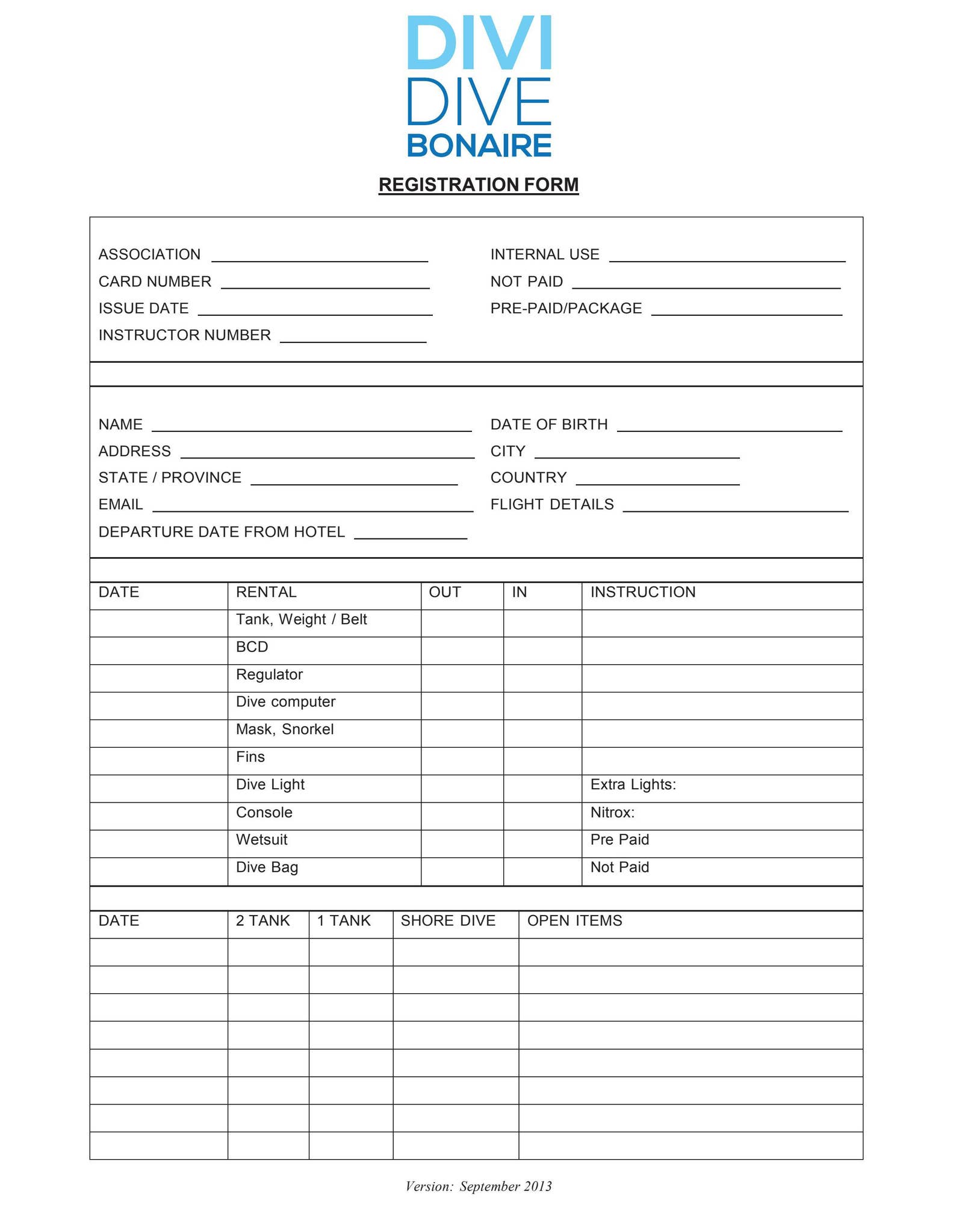 Divi Dive - Registration and Assumption of Risk and Release and Diving ...