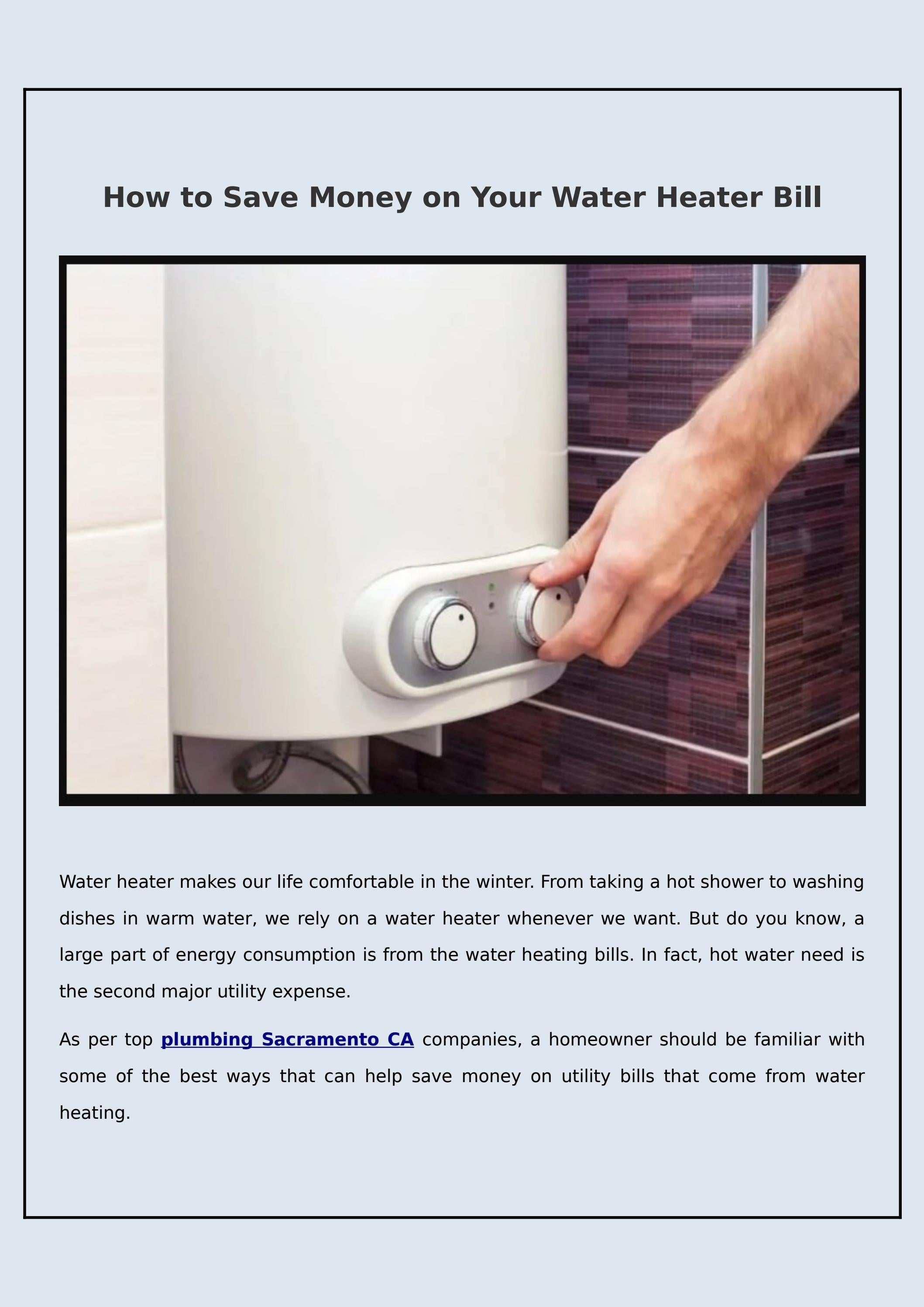 How To Reduce Your Water Heater Bill by preferredplumbing1 Issuu