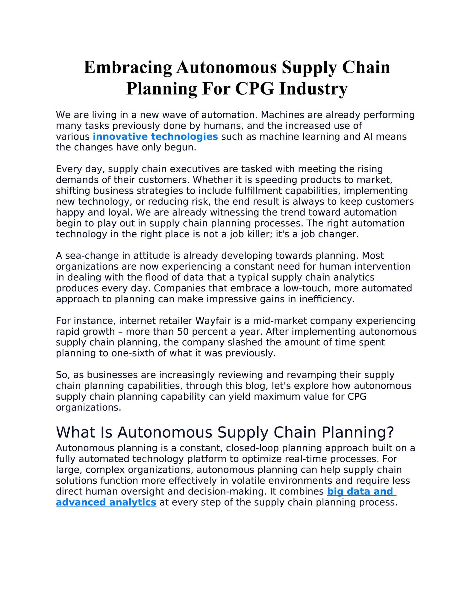 Embracing Autonomous Supply Chain Planning For CPG Industry by Polestar ...