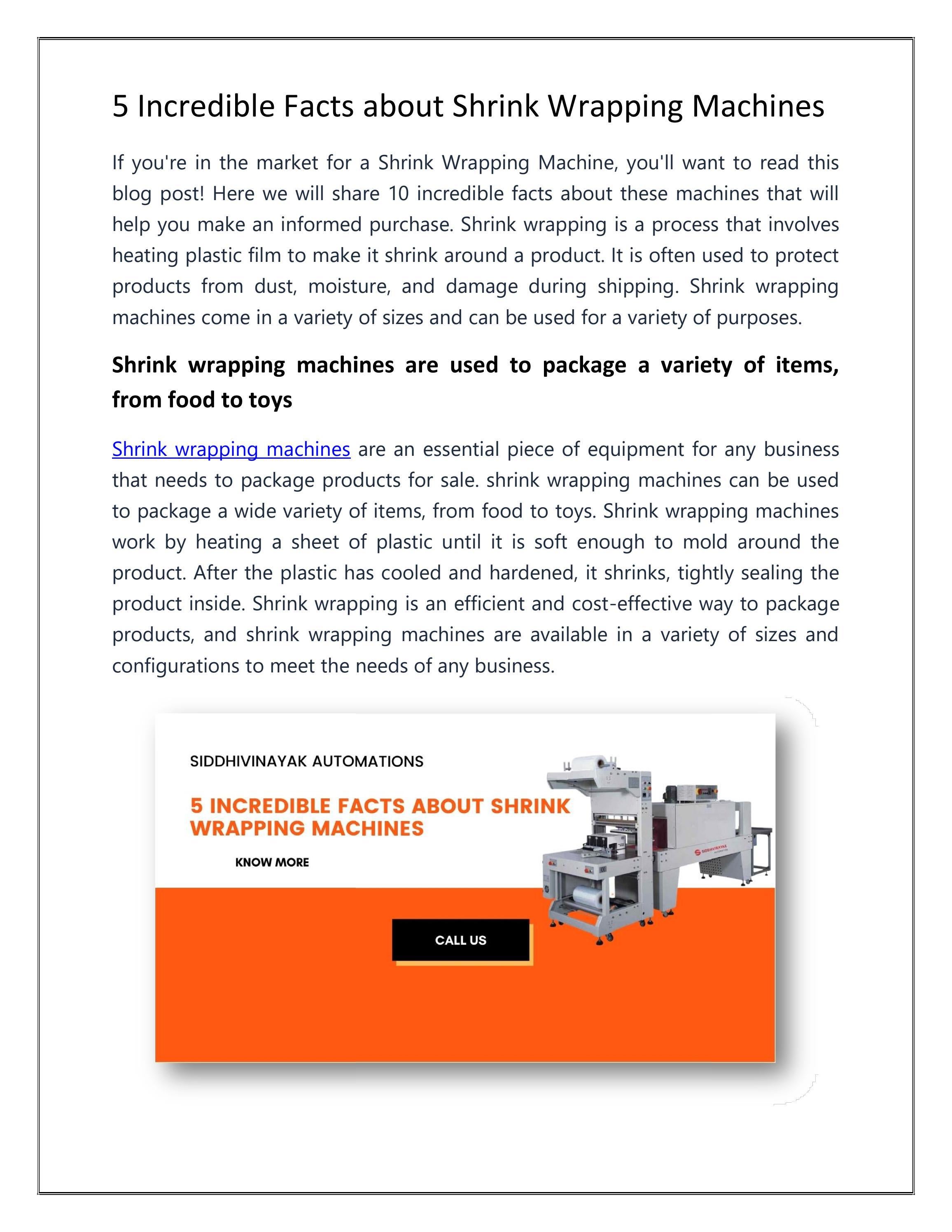 5 Incredible Facts about Shrink Wrapping Machines by Siddhivinayak
