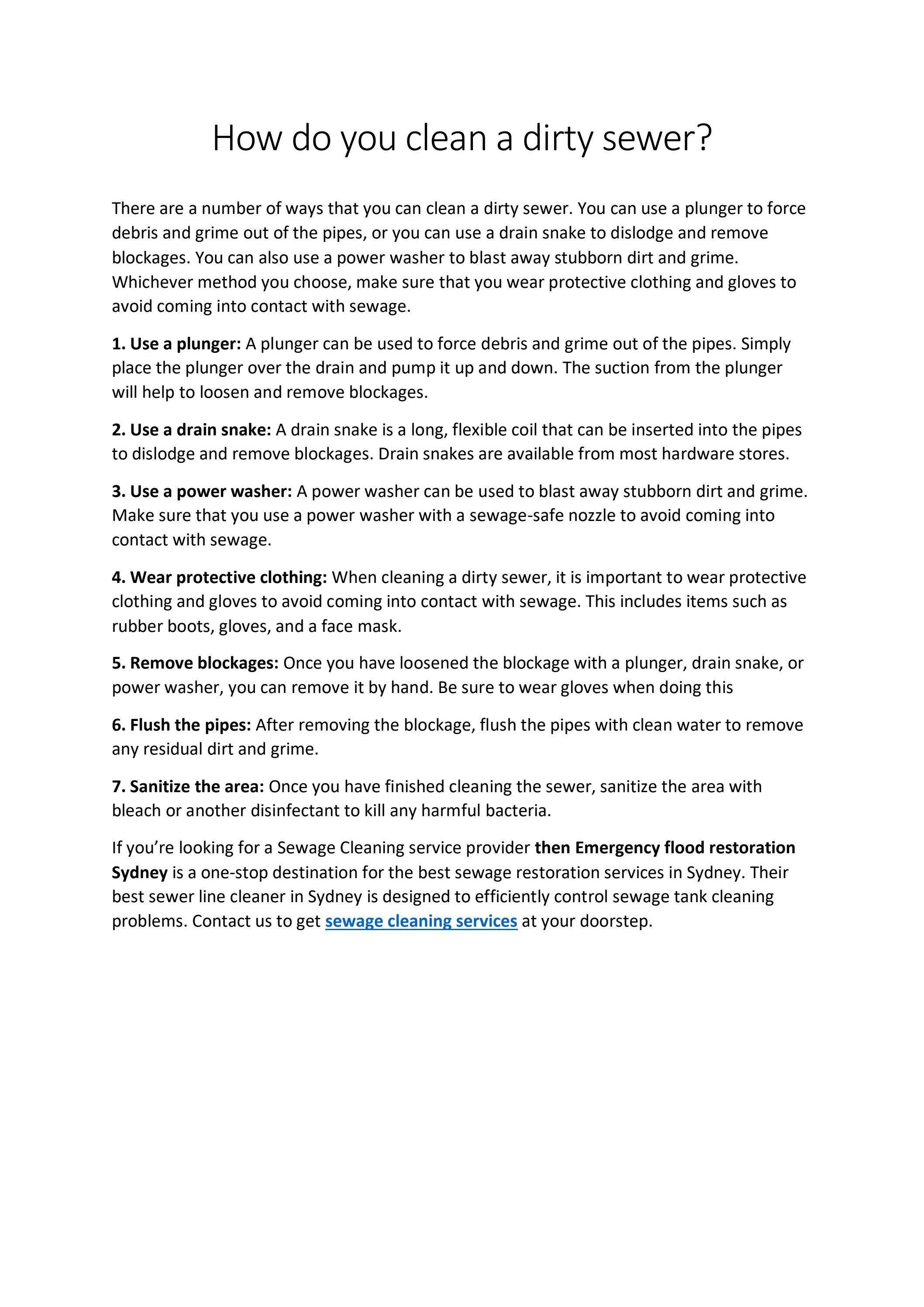 How do you clean a dirty sewer? by floodsydney Issuu