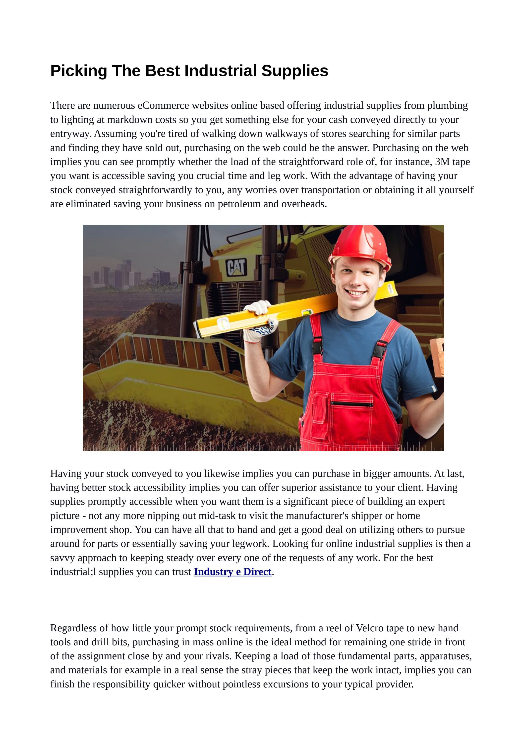 Picking The Best Industrial Supplies by Industrye Direct Issuu
