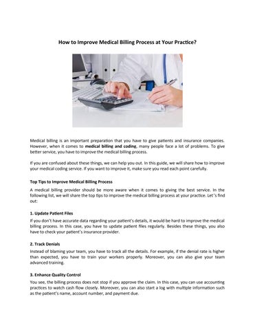 How to Improve Medical Billing Process at Your Practice? by Aveta live