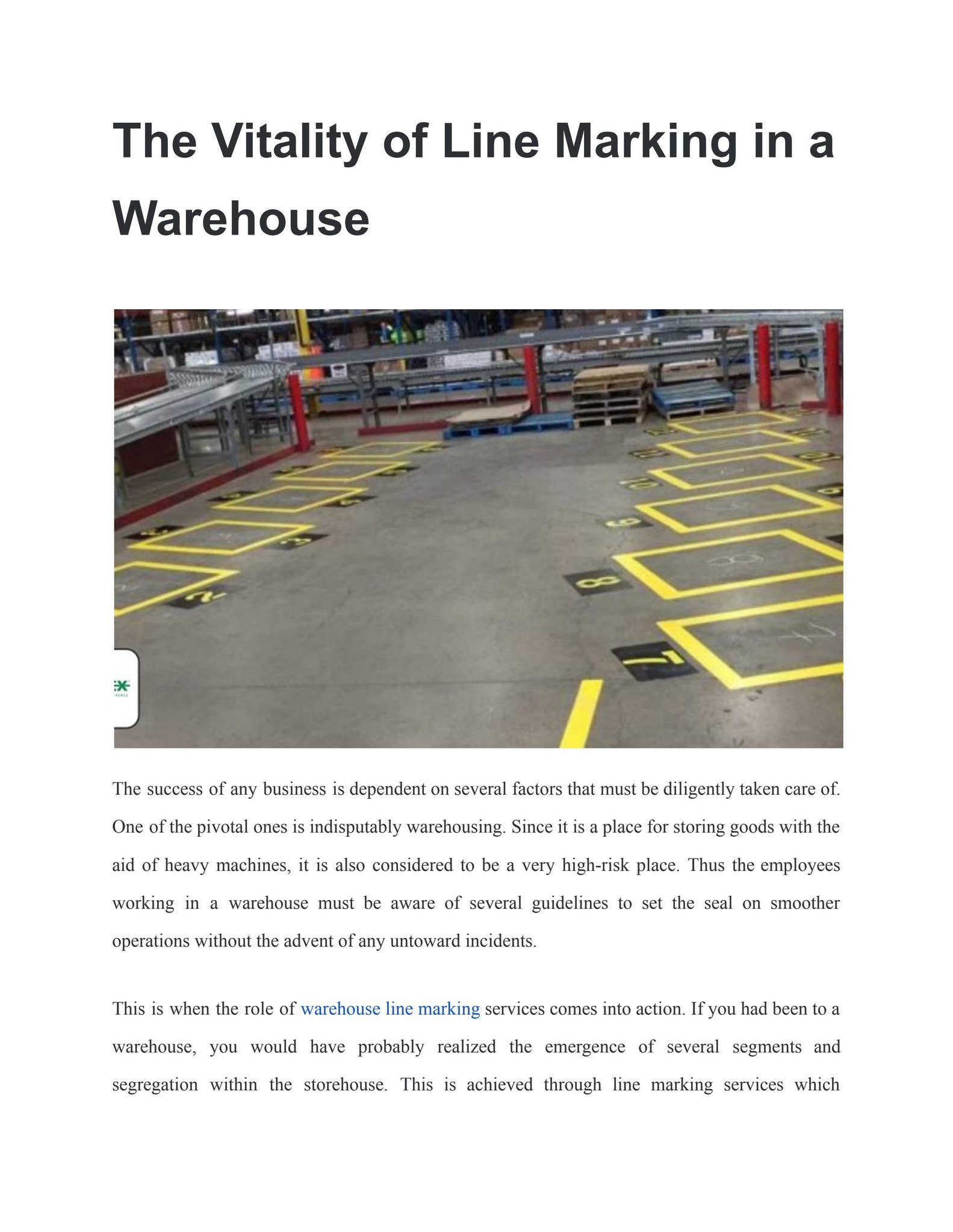 The Vitality of Line Marking in a Warehouse by Kenex Stencils - Issuu