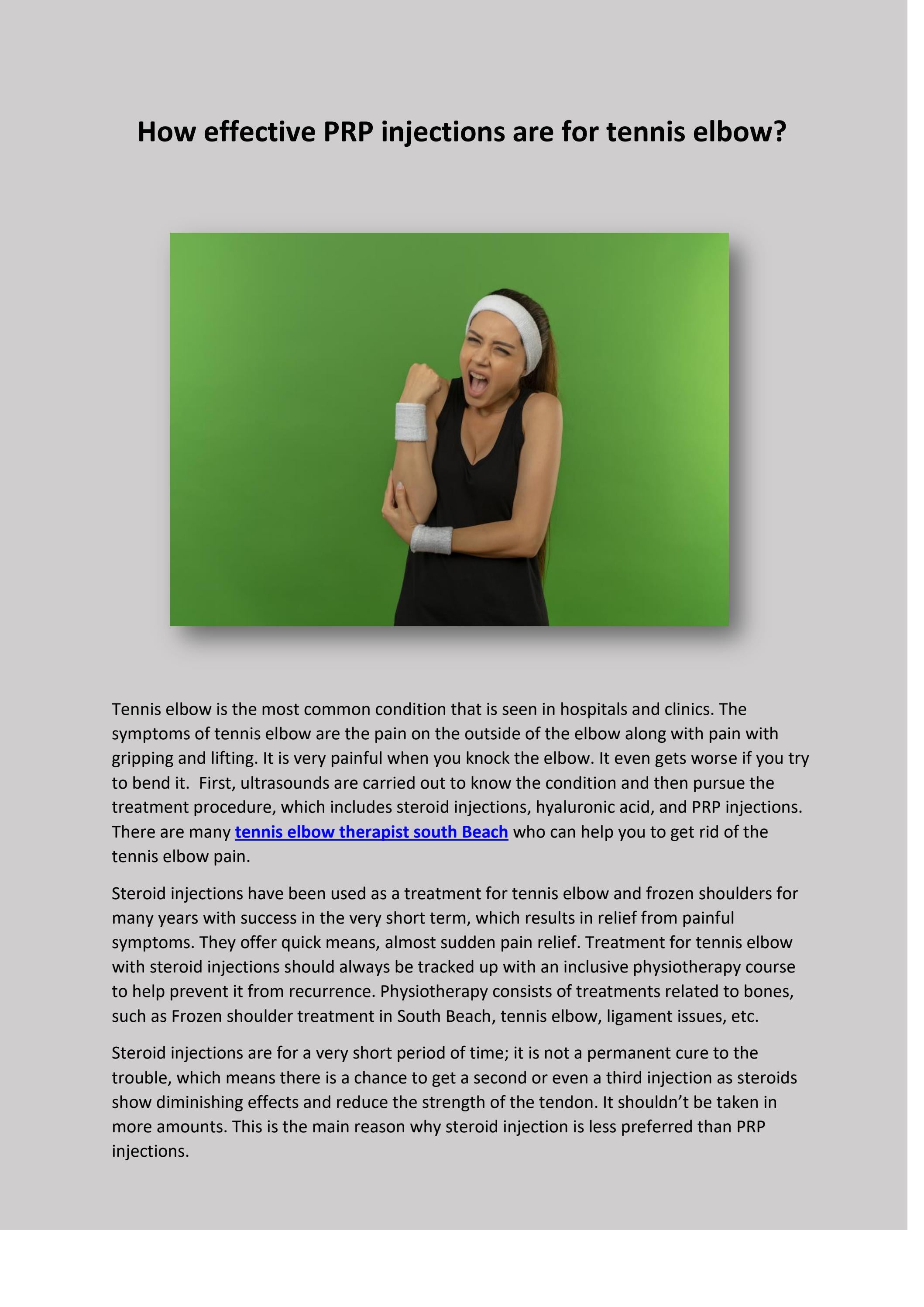 How effective PRP injections are for tennis elbow? by USA Sports