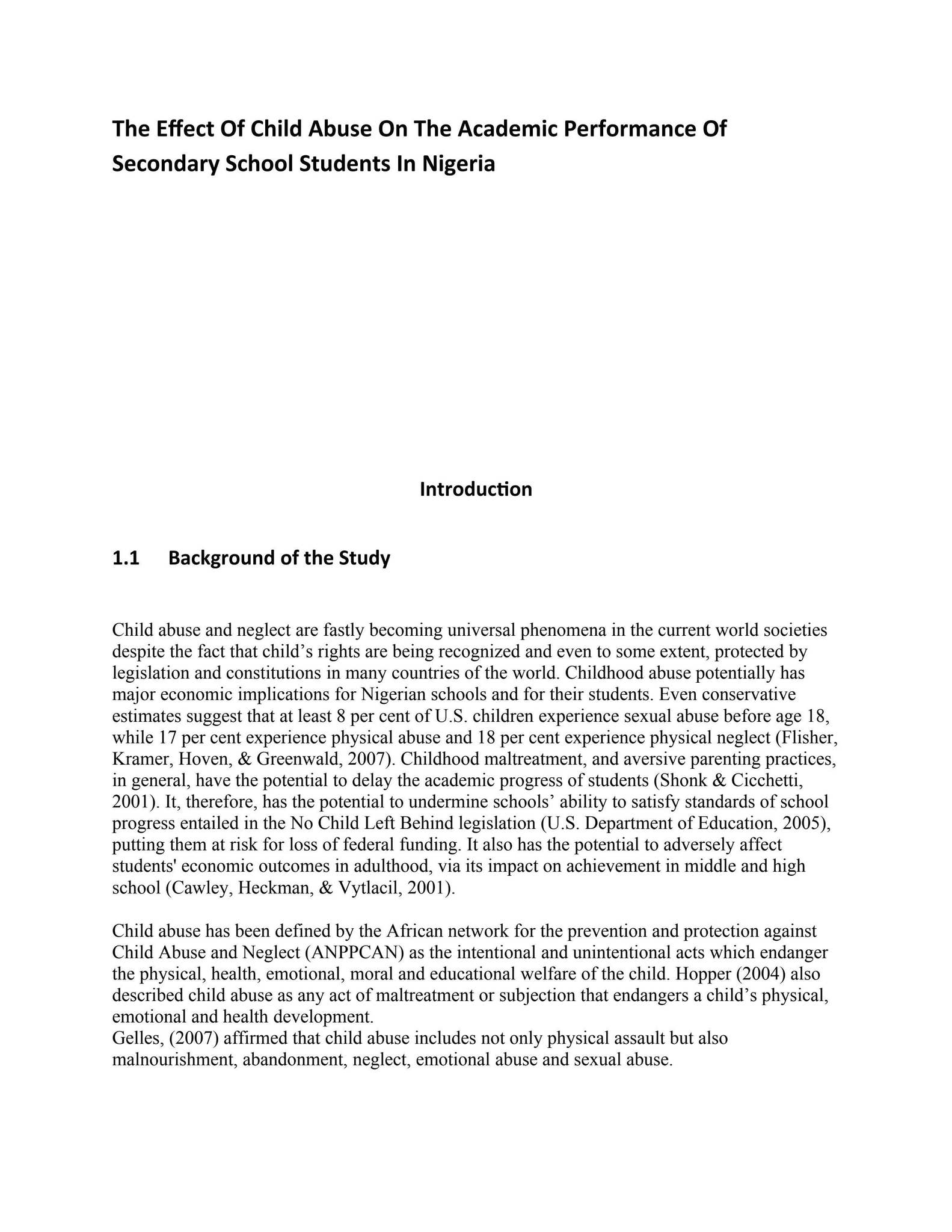 The Effect Of Child Abuse On The Academic Performance Of Secondary ...