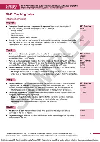Cambridge Nationals - Engineering Programmable Systems Teacher's ...