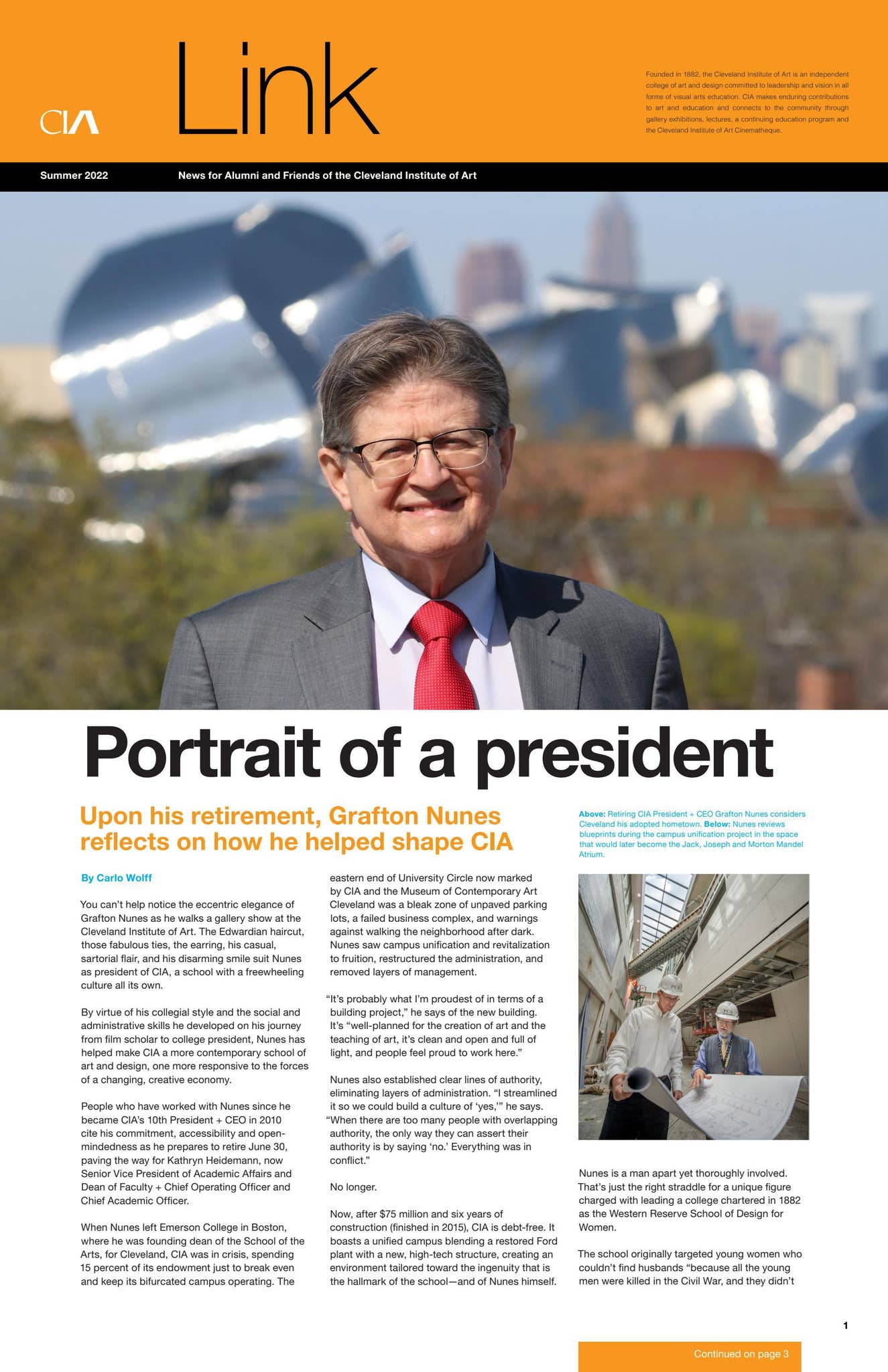 Link Summer 2022: Portrait of a president by Cleveland Institute 