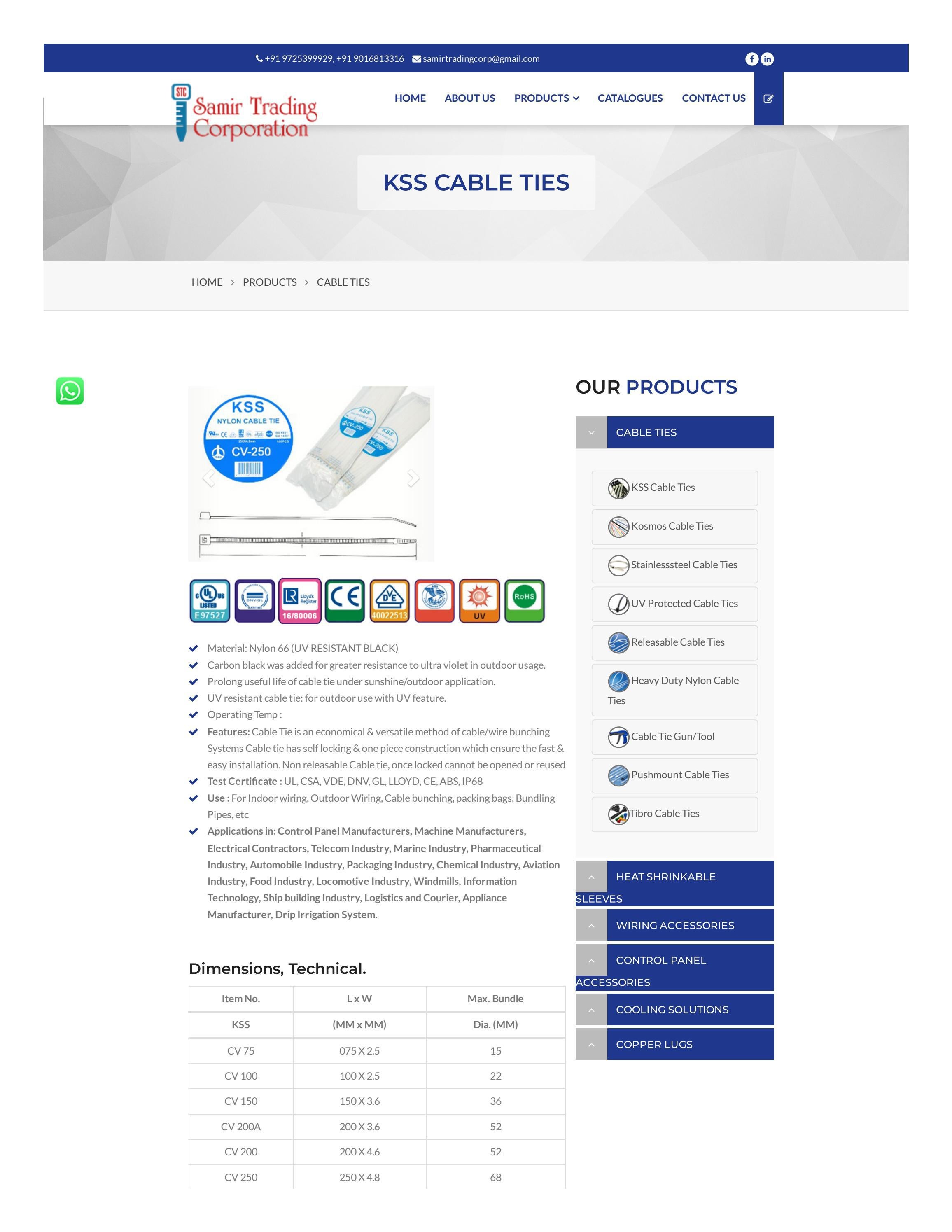 KSS Cable Tie supplier in Ahmedabad Nylon Cable Tie Supplier in