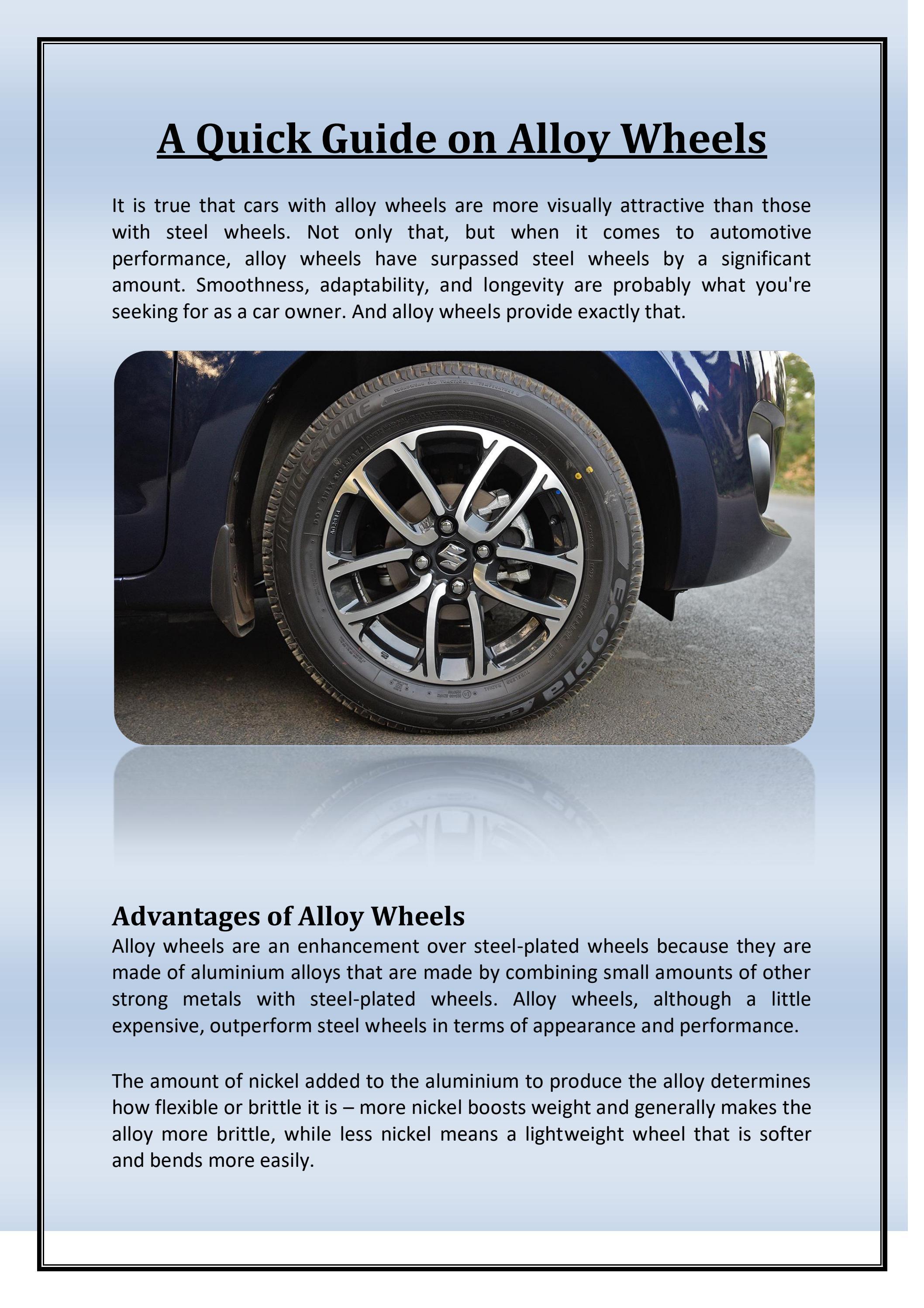 A Quick Guide on Alloy Wheels by marutisuzukiga Issuu