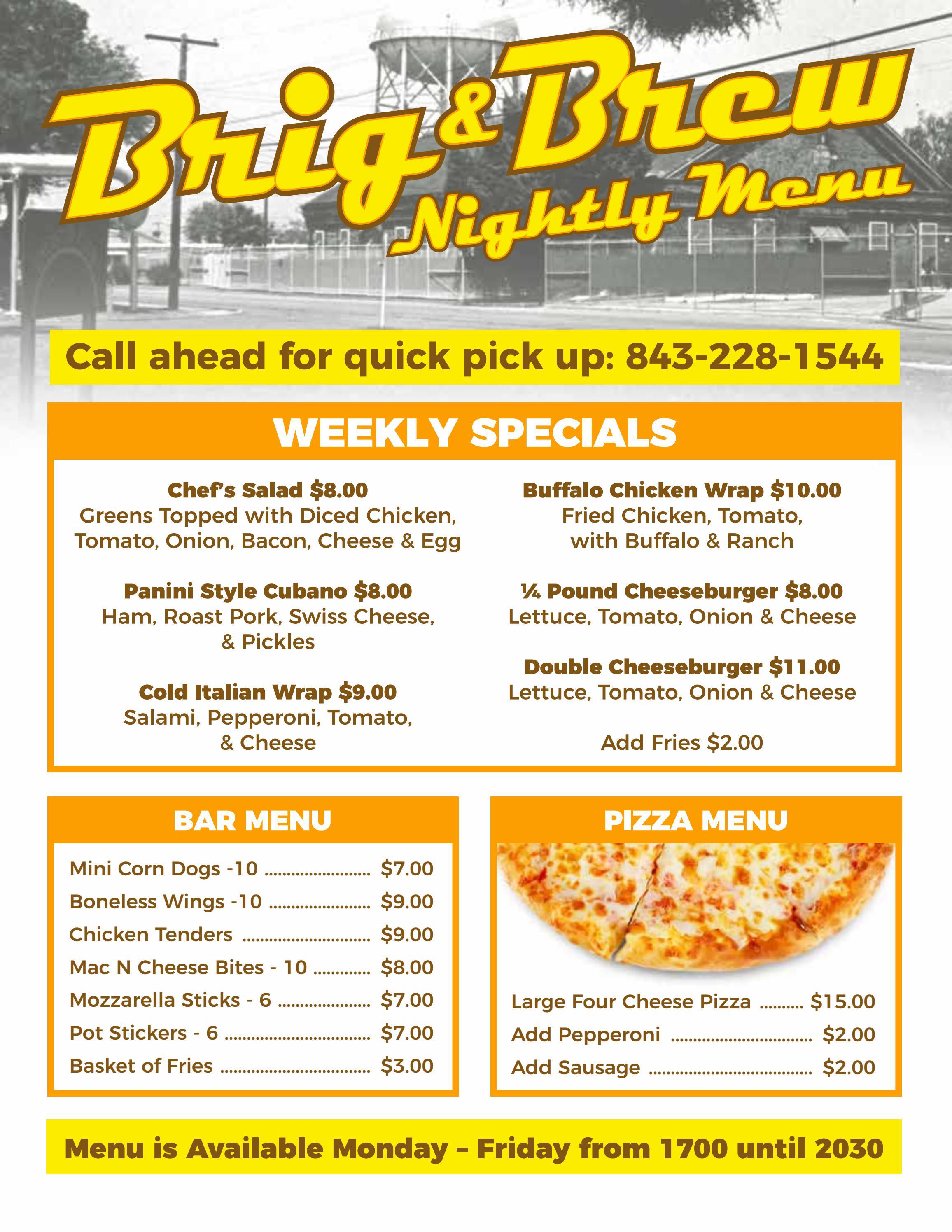 Brig Menu BRIG & BREW NIGHTLY MENU by MCCS-SC - Issuu