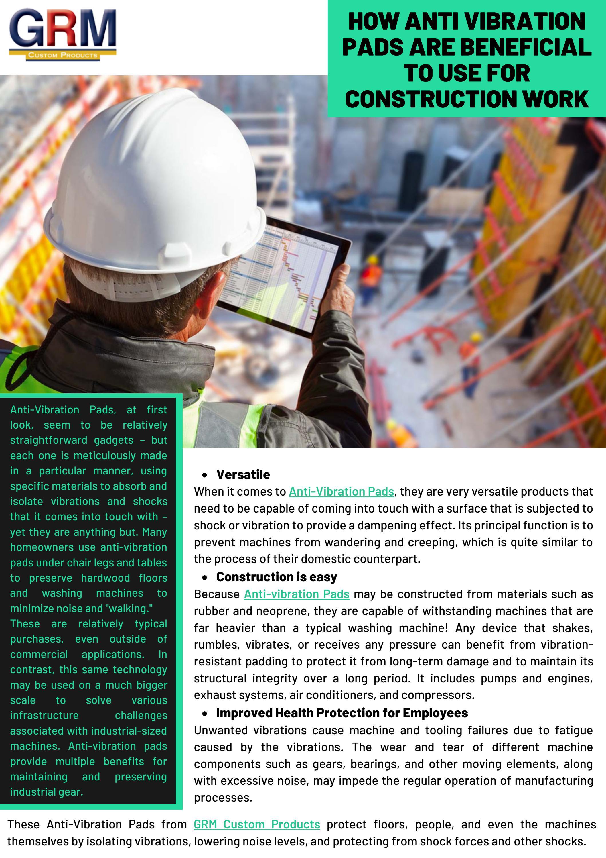 How Anti Vibration Pads are Beneficial to Use for Construction Work? by