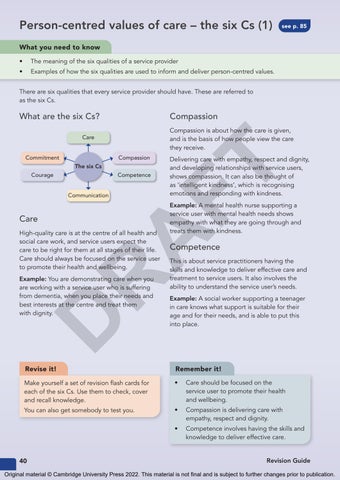Cambridge Nationals Health and Social Care Revision Guide Issuu Sample ...