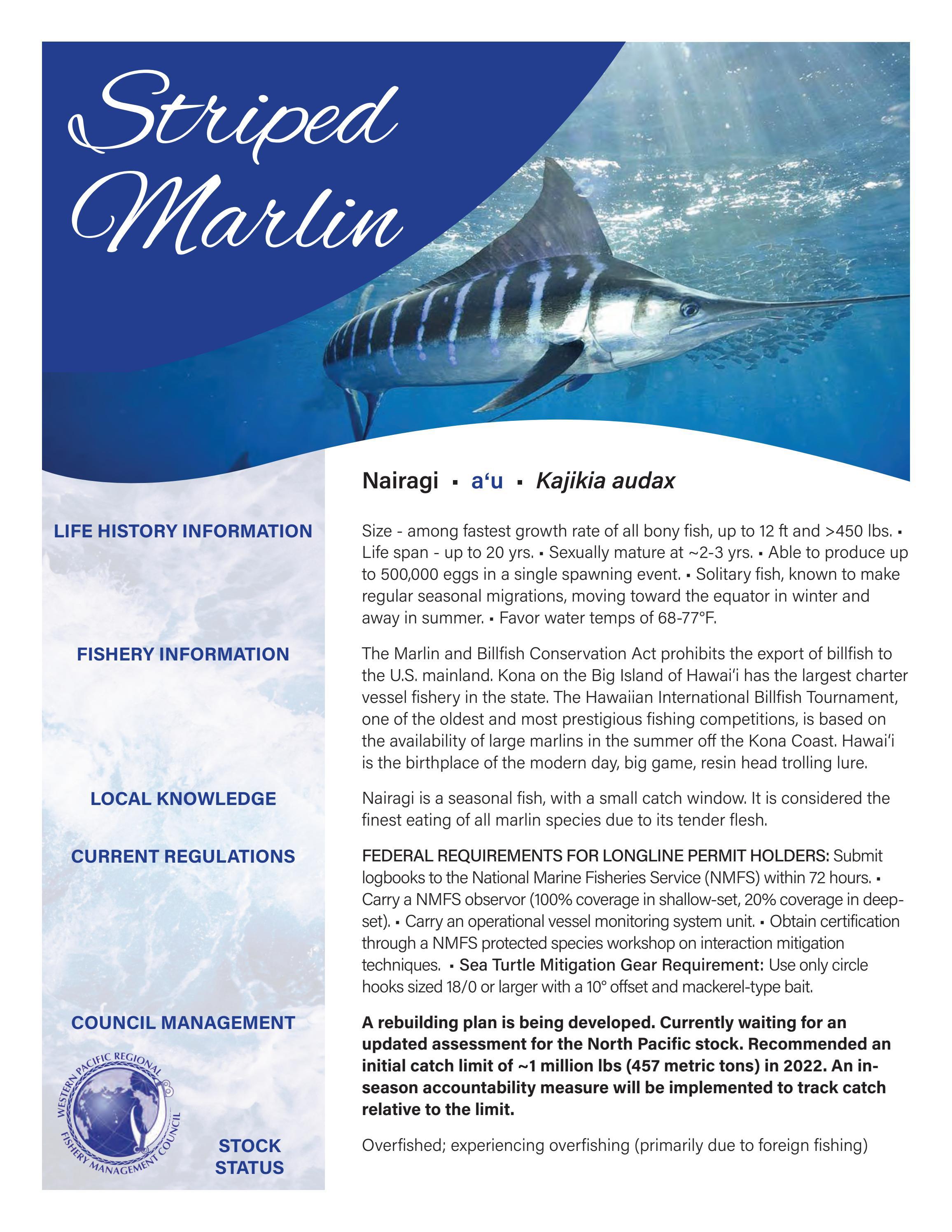 Striped Marlin Fact Sheet by Western Pacific Regional Fishery