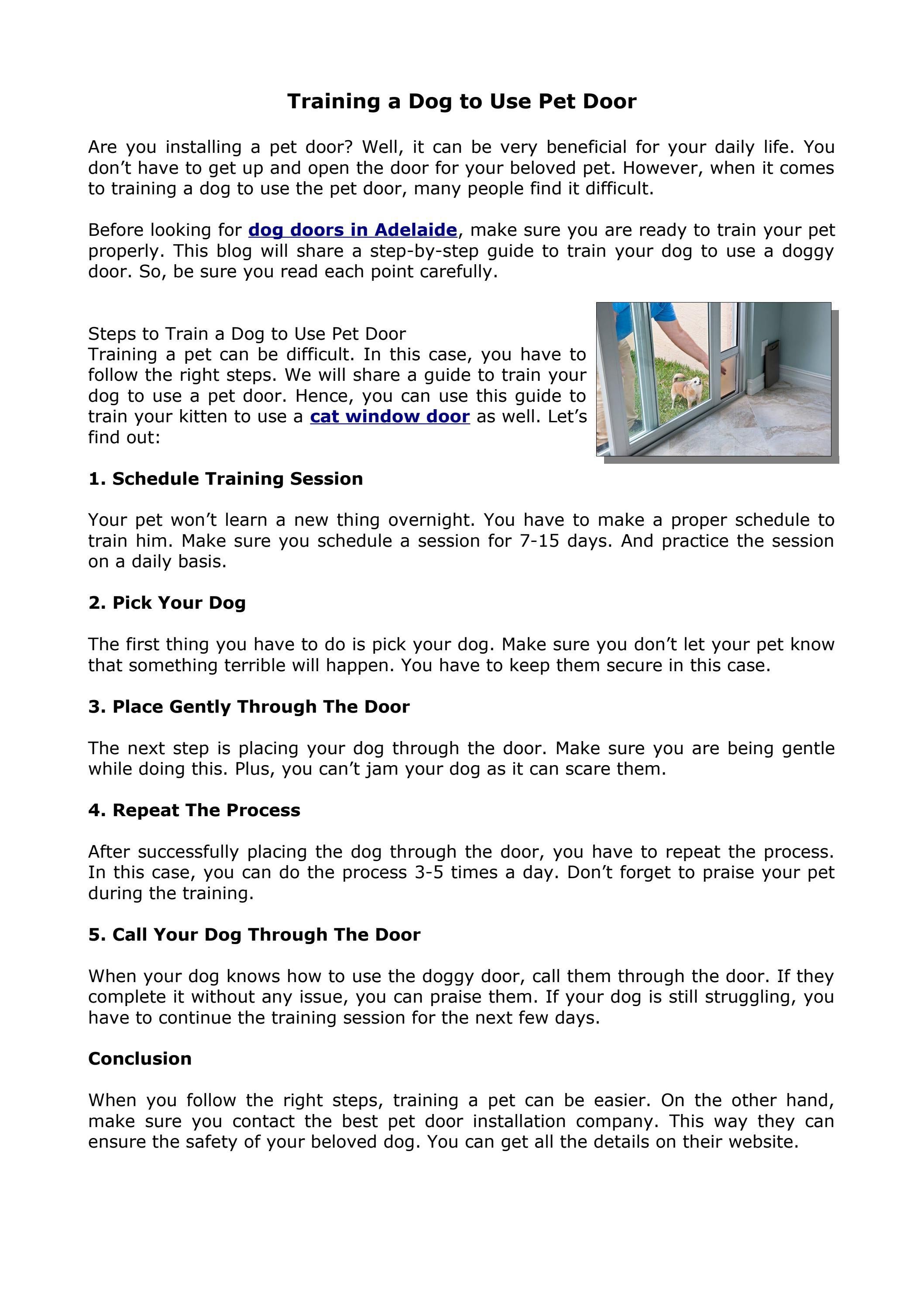 Training a Dog to Use Pet Door by Patio Link Issuu