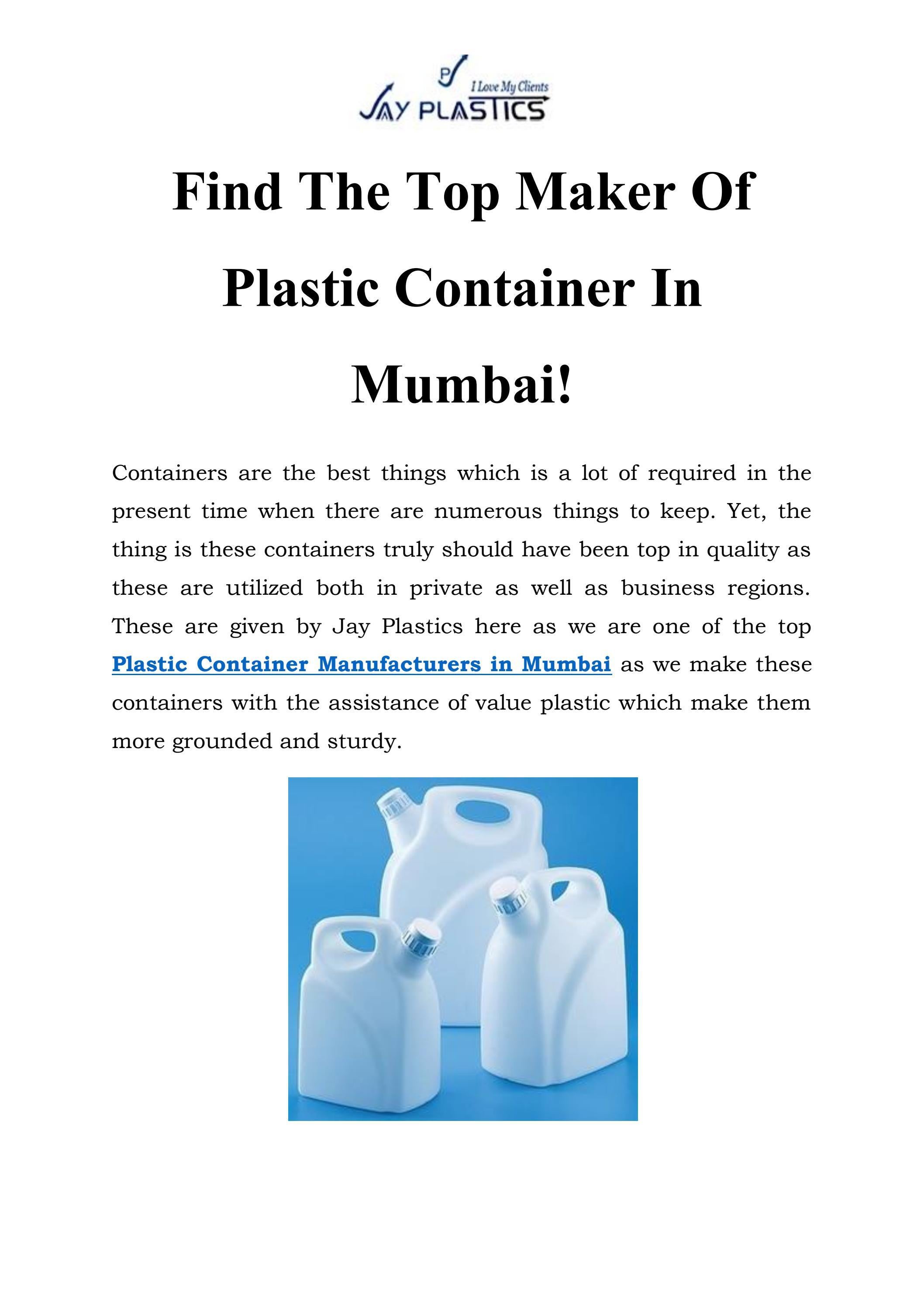 Plastic Container Manufacturers in Mumbai Call7028064839 by Jay