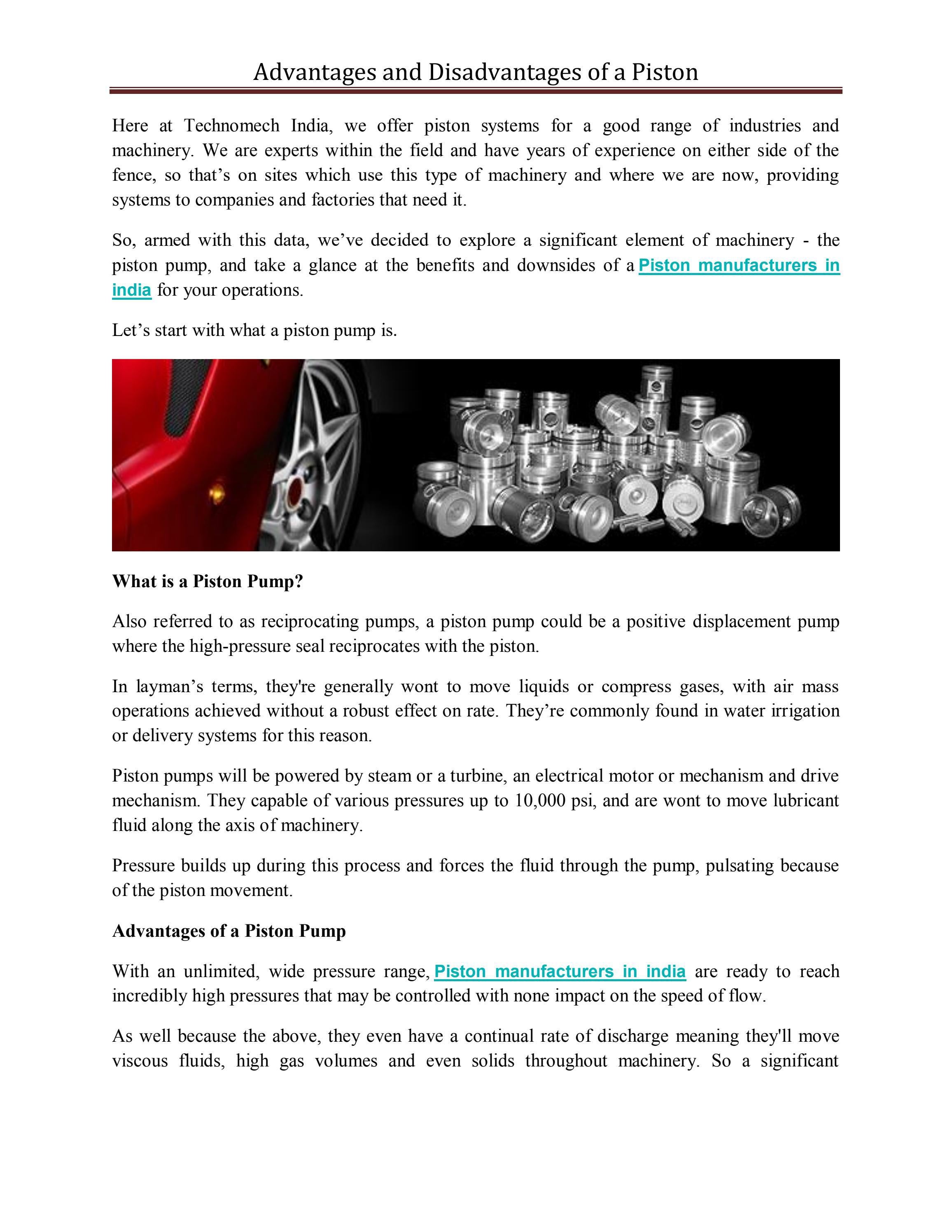 Advantages and Disadvantages of a Piston by Ajay Mishra Issuu