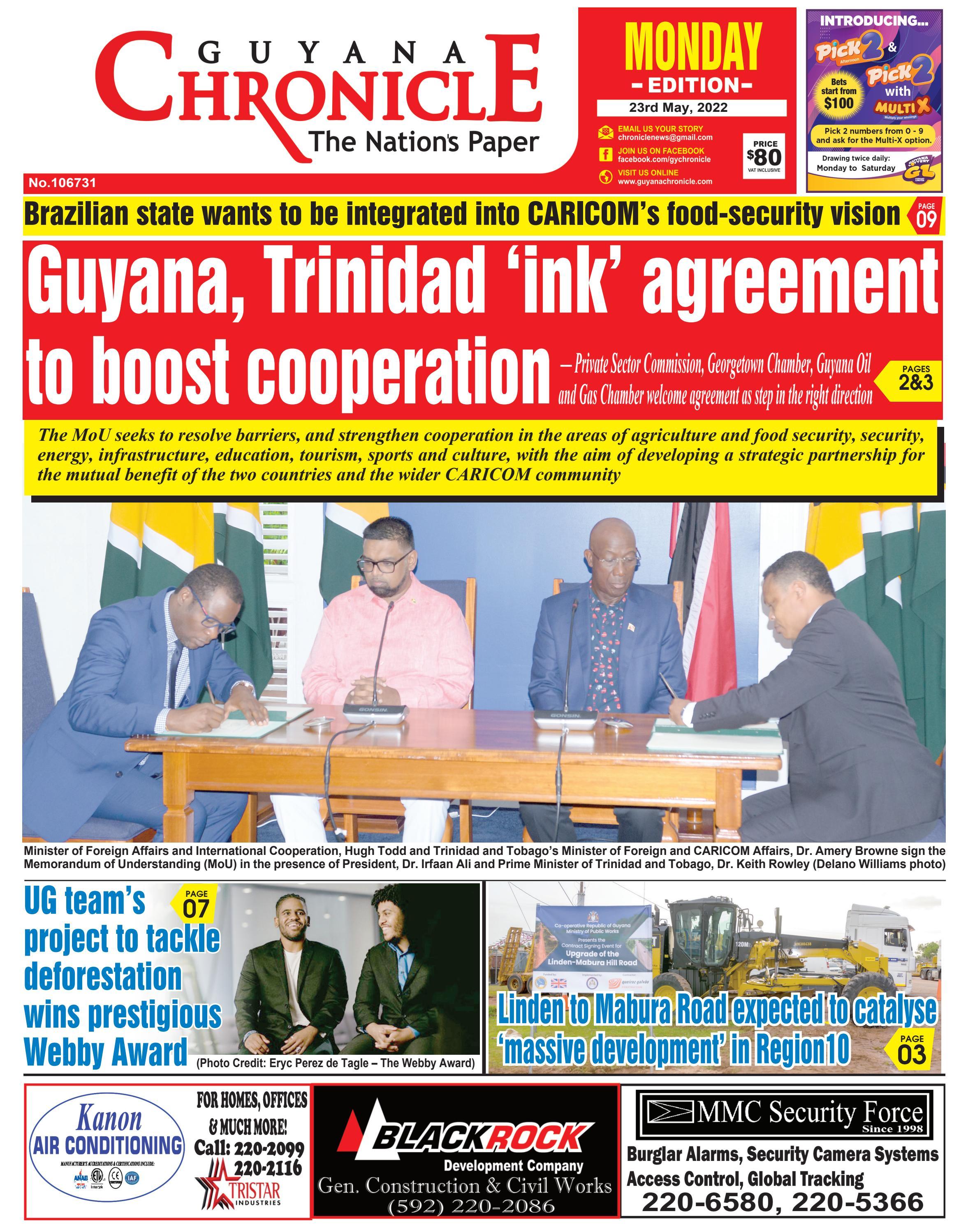 Guyana Chronicle E-Paper 23-05-2022 by Guyana Chronicle - Issuu