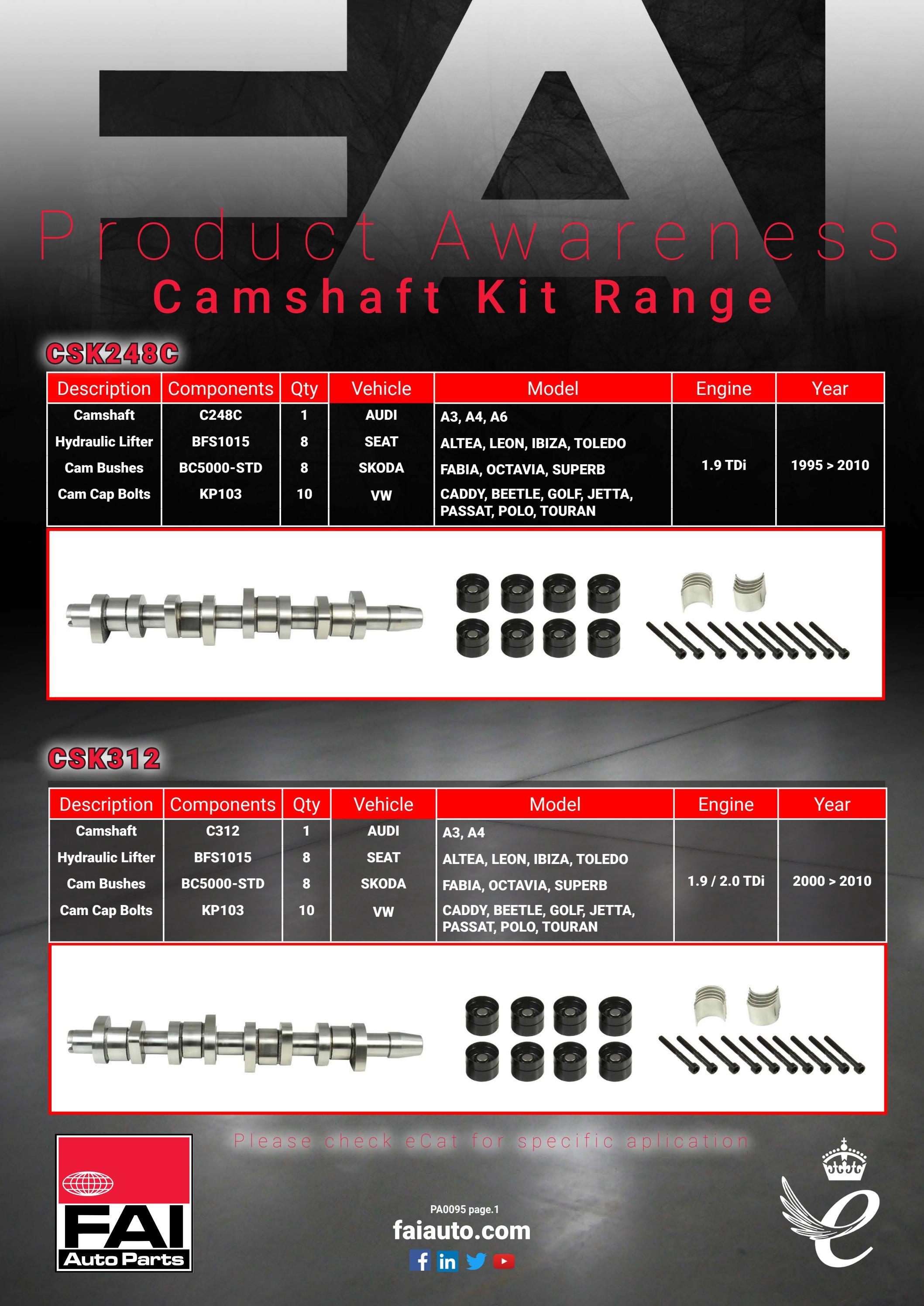 Cs2300fk PA0095 - Complete Camshaft Kit Range + Engines by FAI Automotive Plc ...