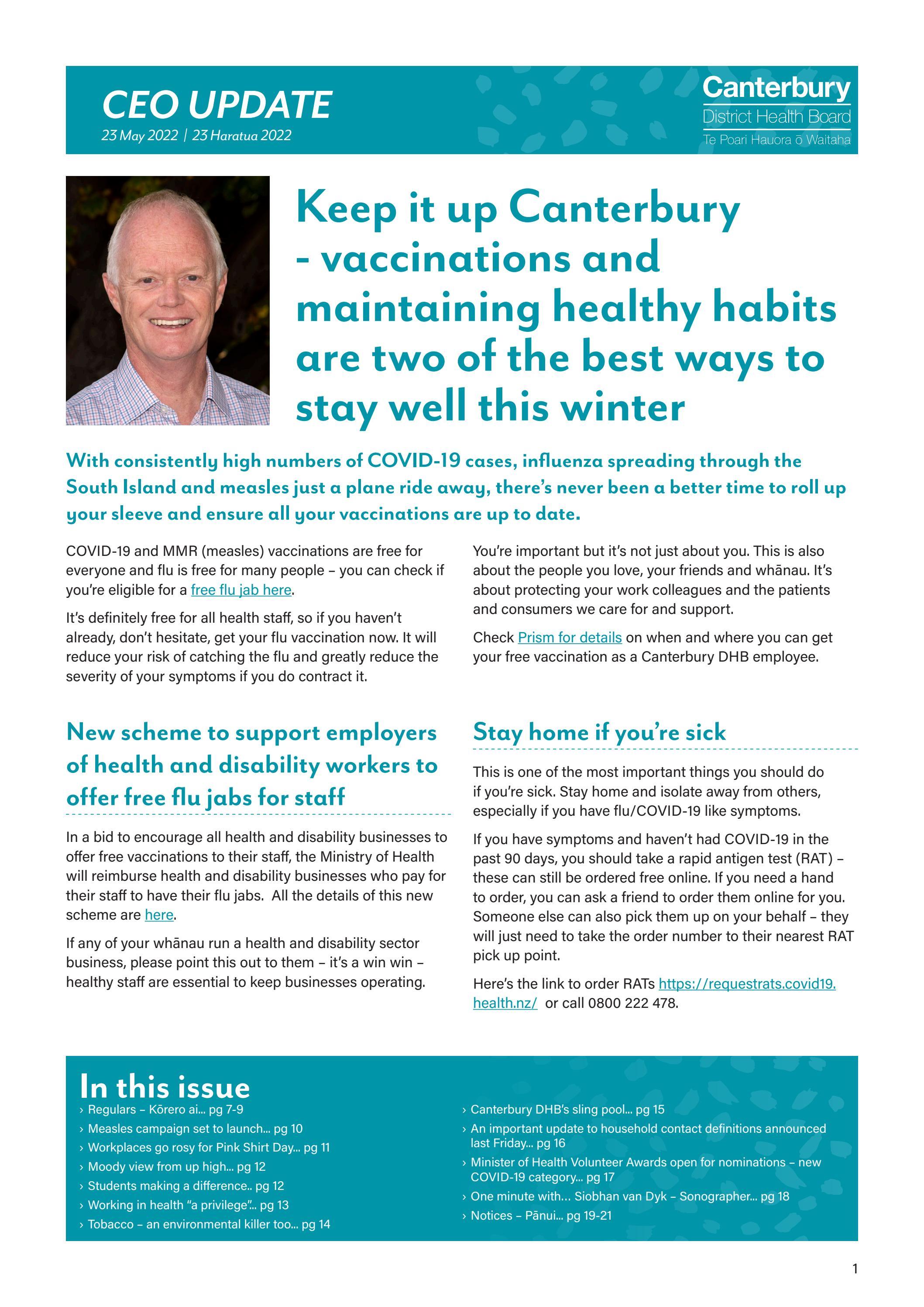 Canterbury DHB CEO Update Monday 23 May 2022 by Te Whatu Ora Waitaha