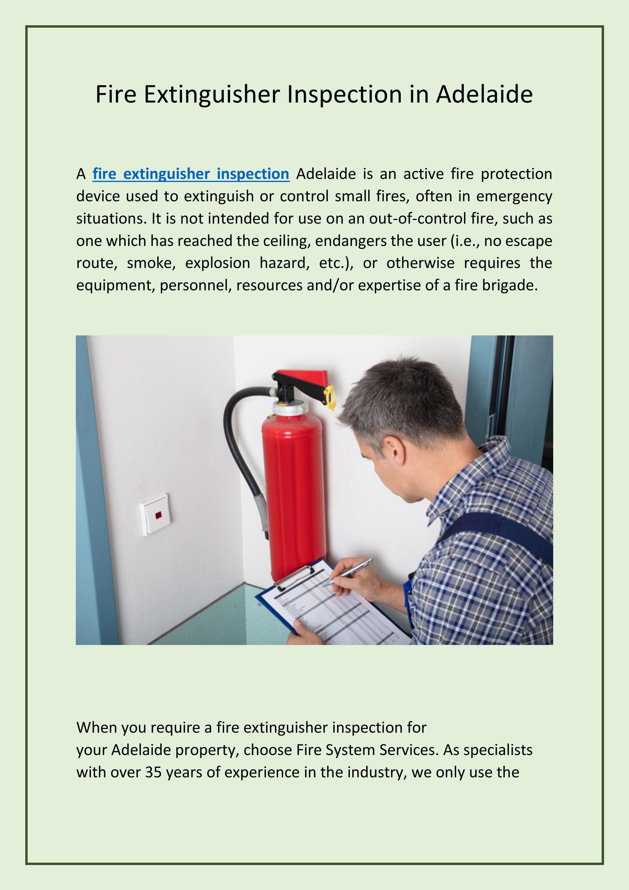 Fire Extinguisher Inspection in Adelaide by Fire System services Issuu