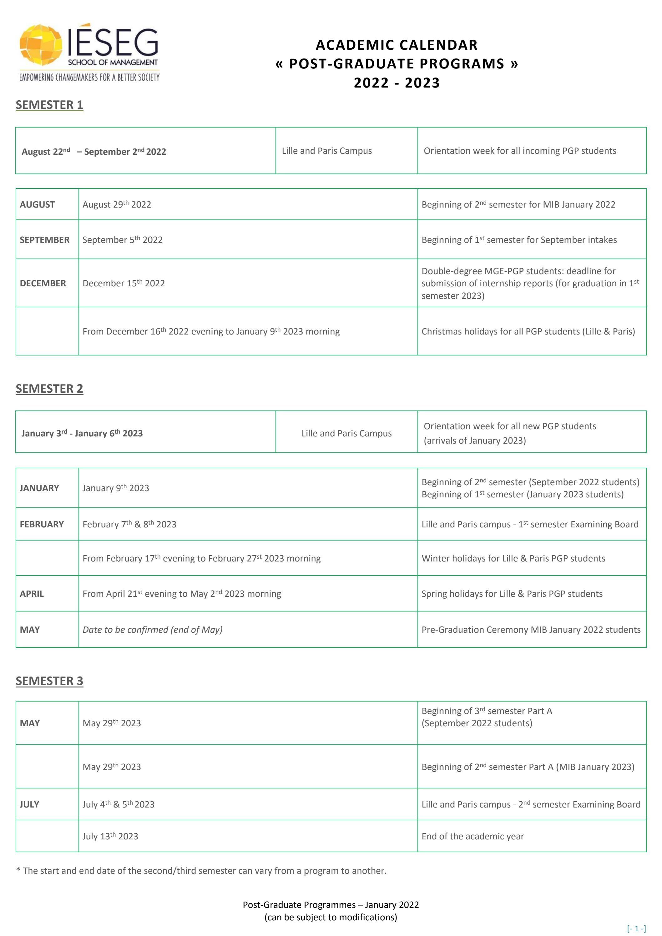 PGP Academic Calendar 20222023 by IÉSEG Issuu