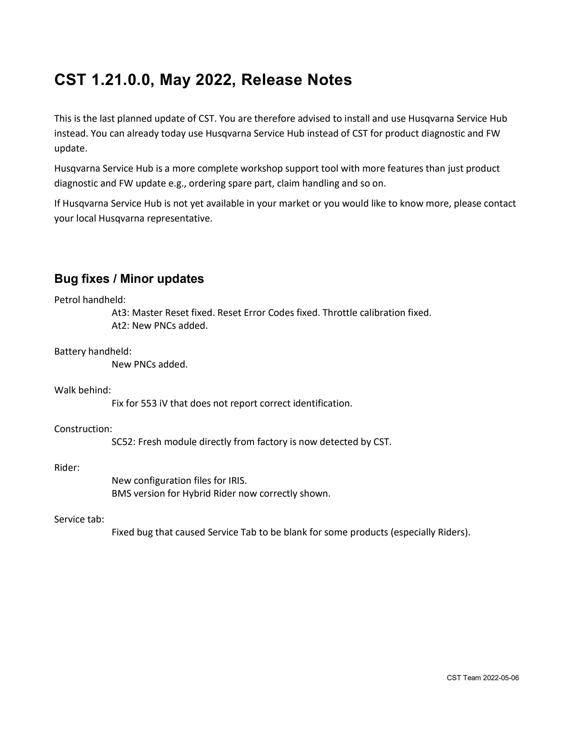 (EN) Common Service Tool Release Notes by Husqvarna Construction Issuu