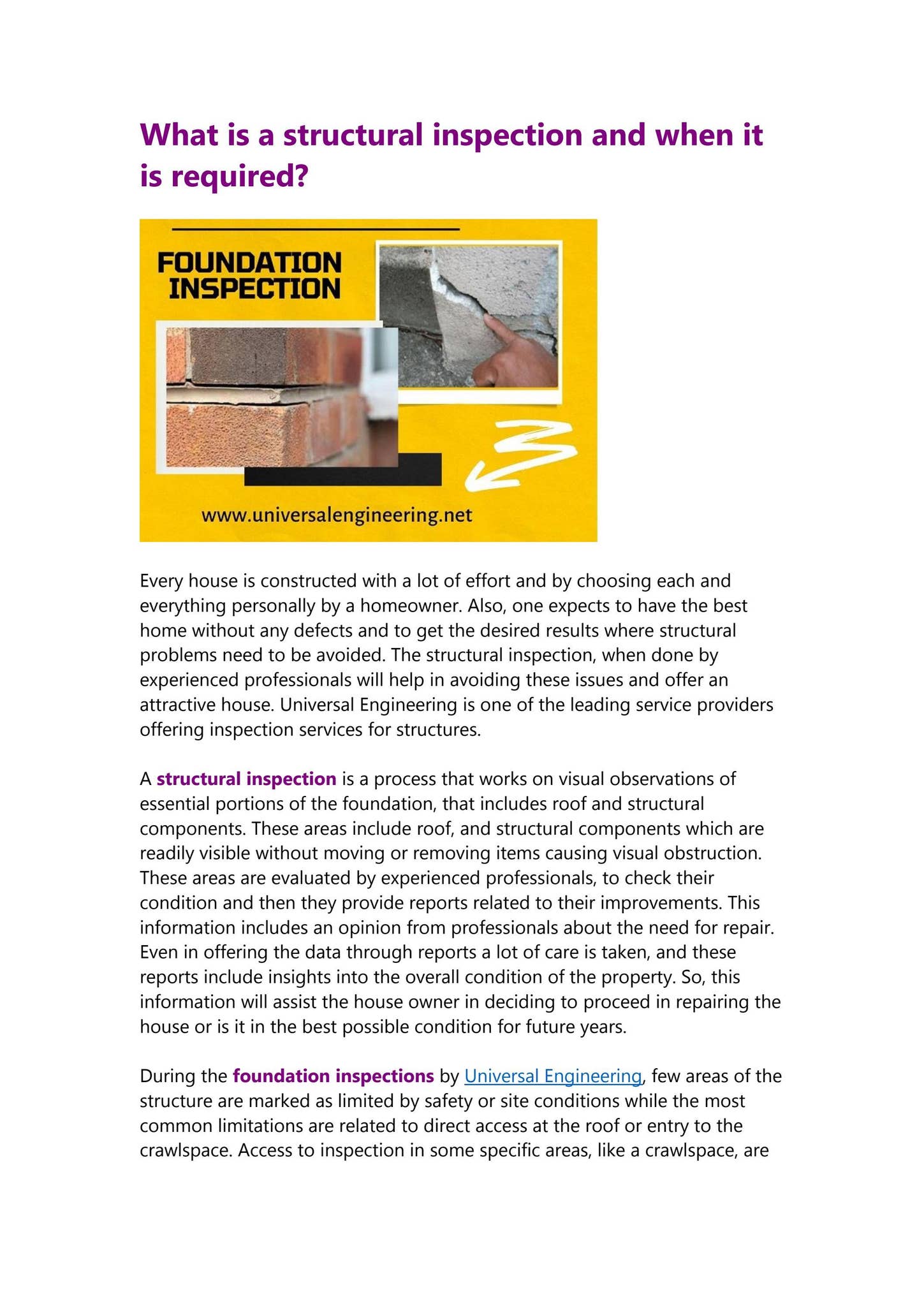 Structural Inspection Flow What is a structural inspection and when it is required? by ...