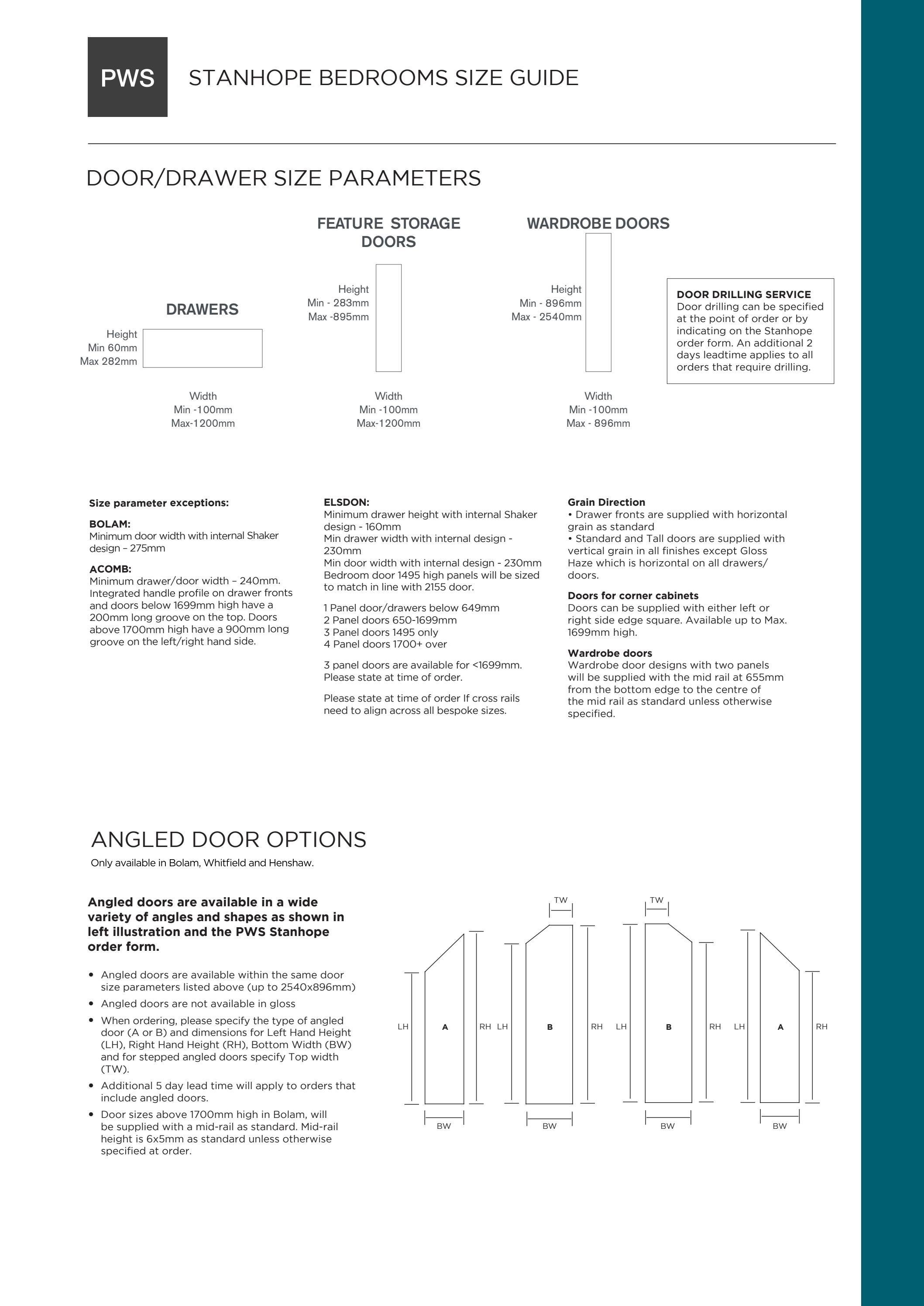 Door size guide for Stanhope Bedrooms by PWS Distributors Ltd Issuu