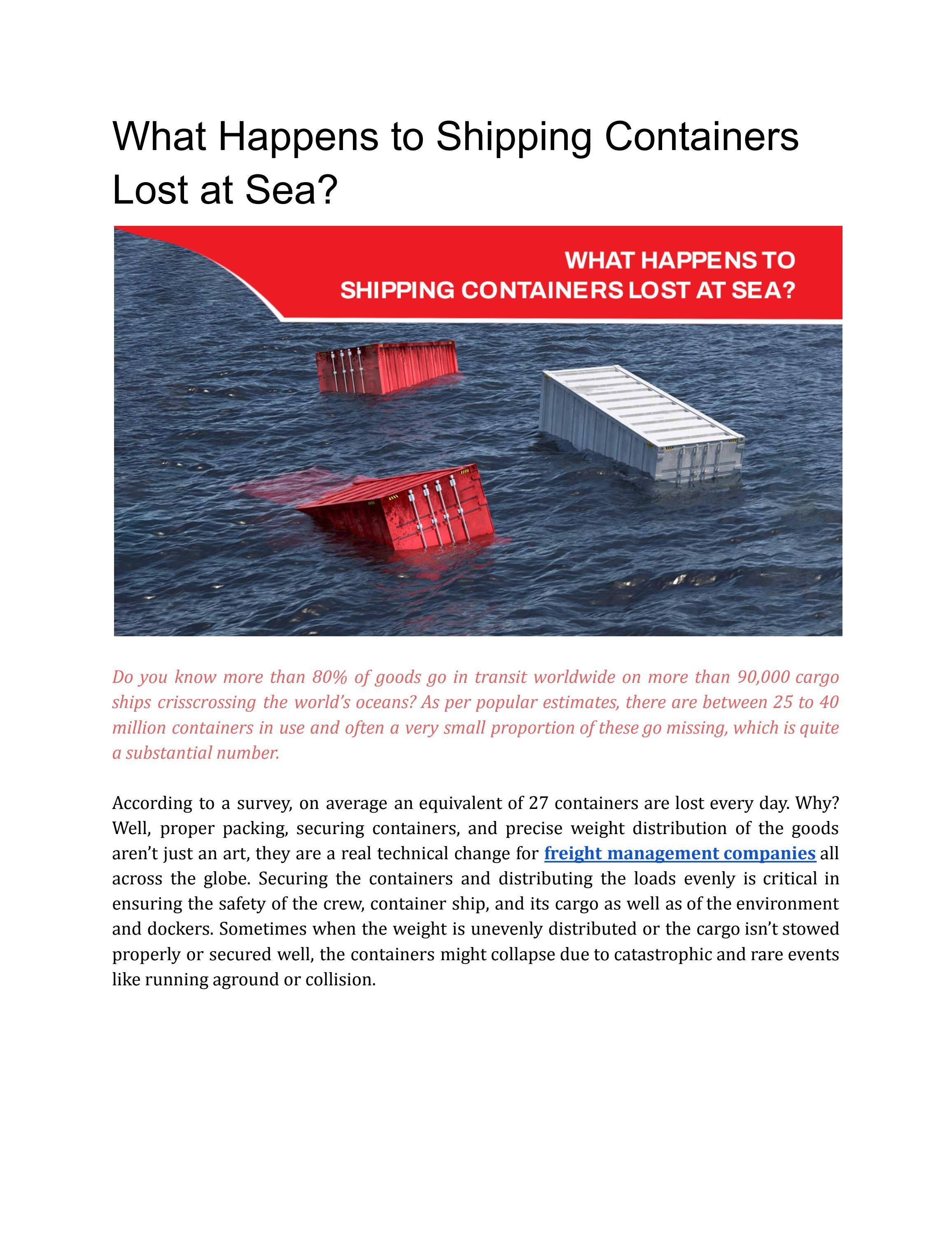 What Happens to Shipping Containers Lost at Sea? by jmycargo Issuu