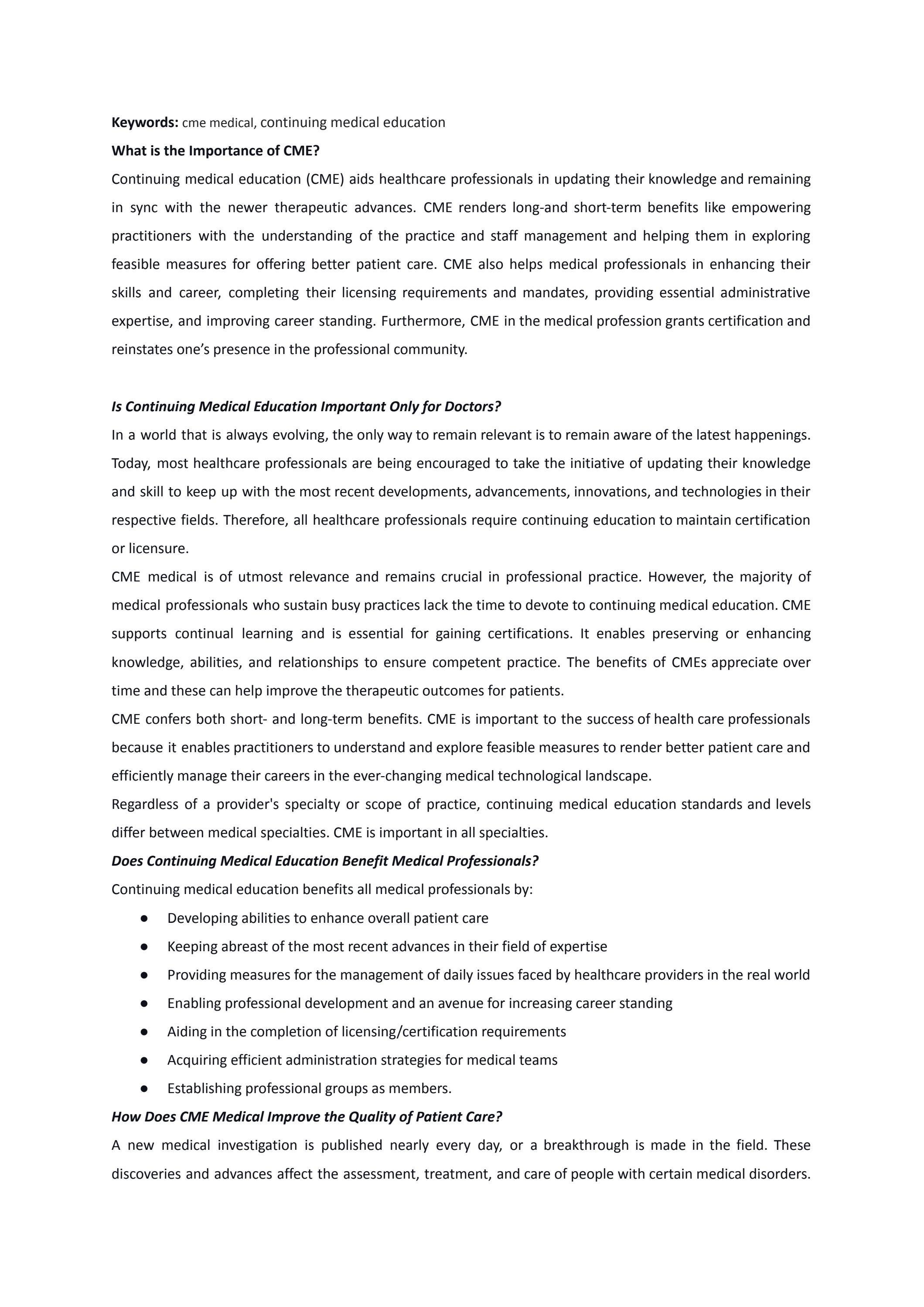 What is the Importance of CME? by medtalks Issuu